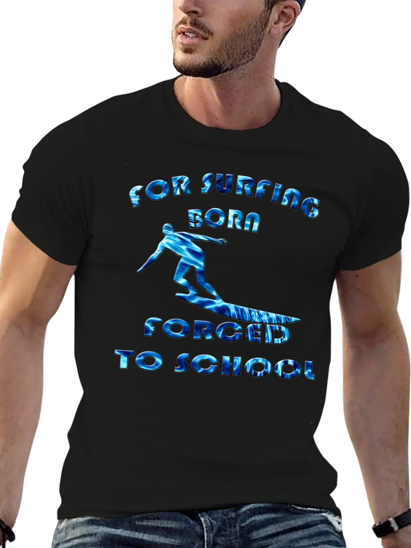 Surfing Born Forged to School Graphic T-Shirt