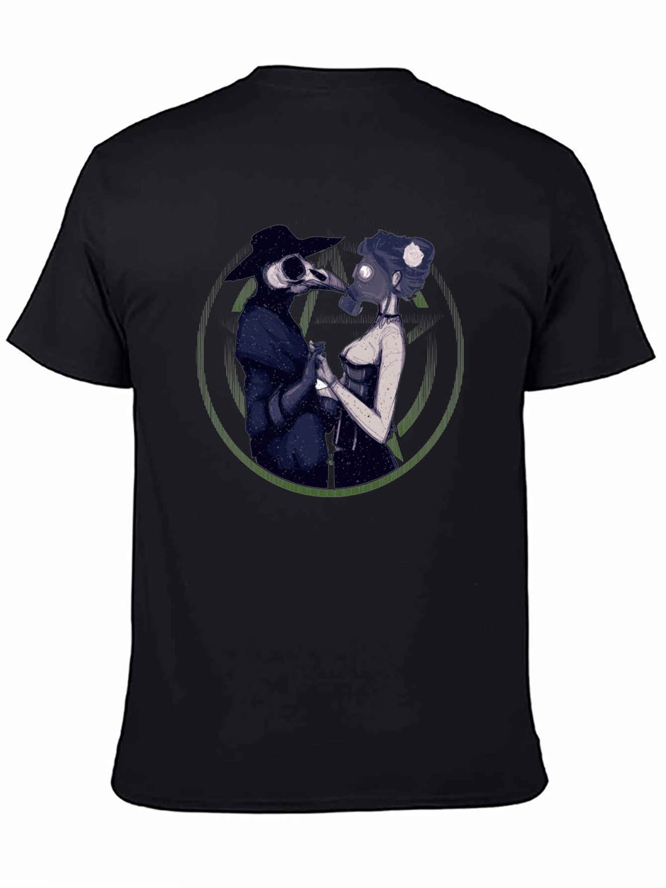 Plague Doctor Couple Graphic Tee - Black
