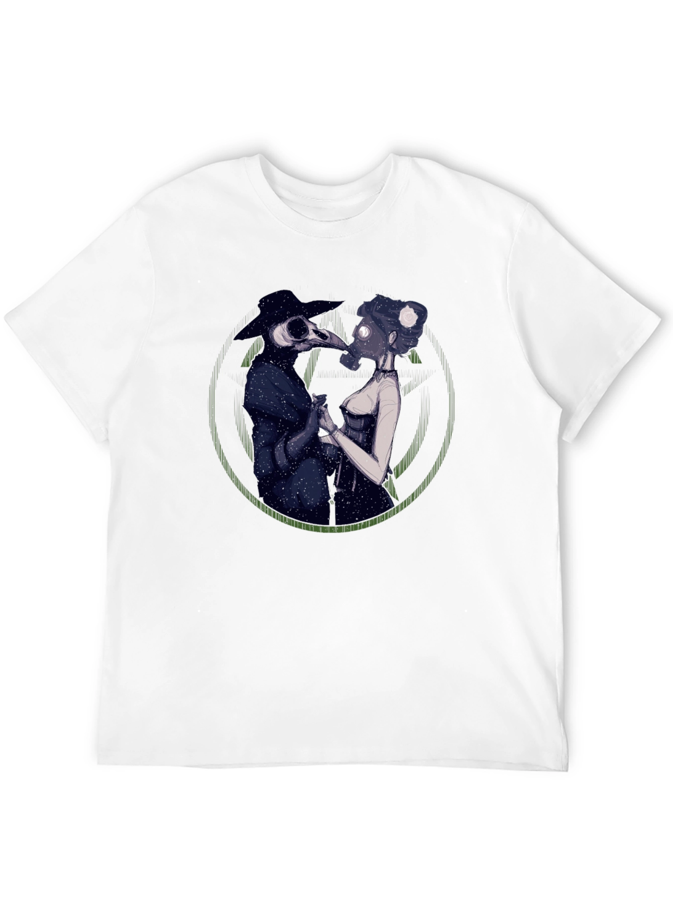 Plague Doctor Couple Graphic Tee - Black