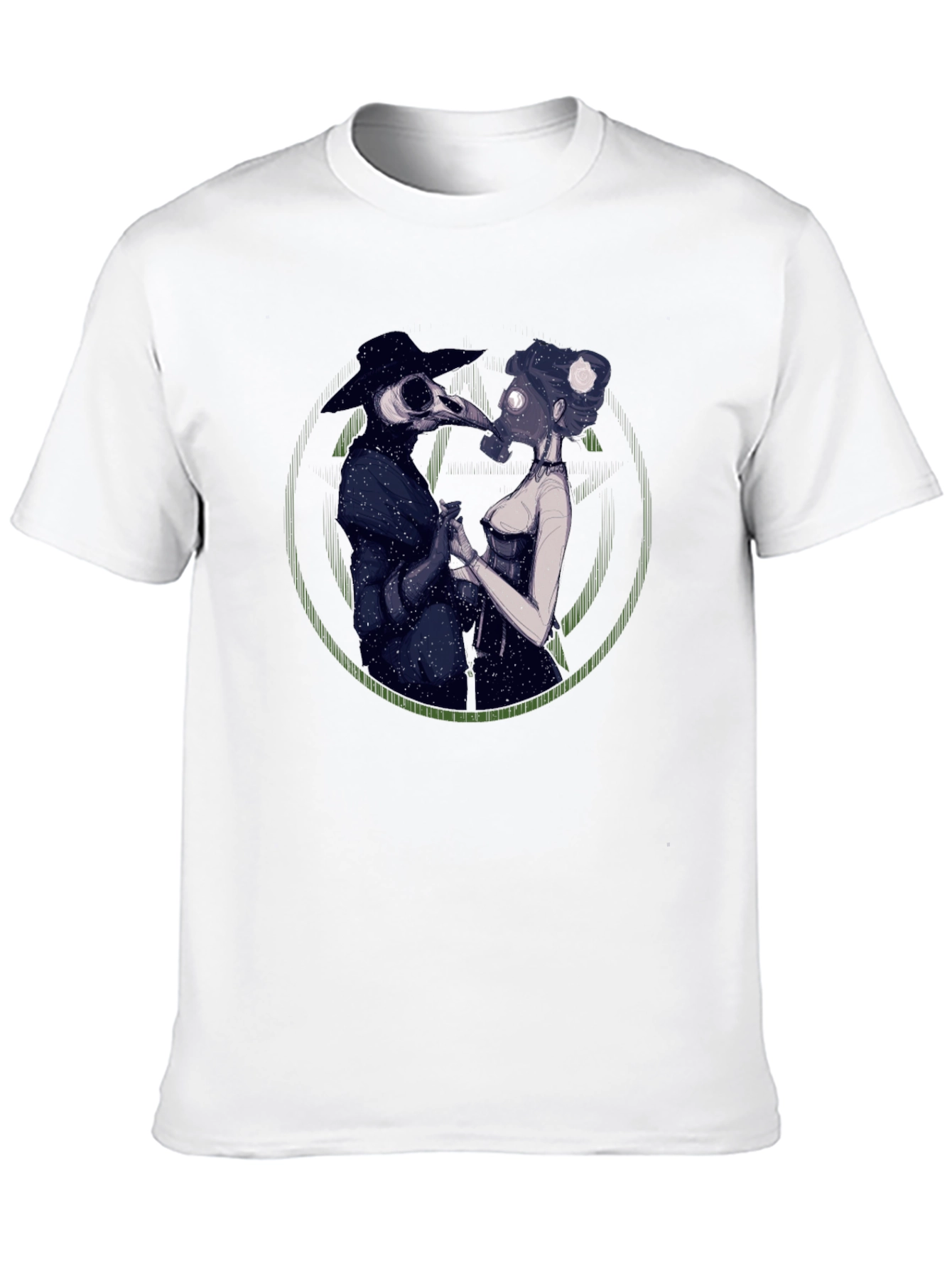 Plague Doctor Couple Graphic Tee - Black