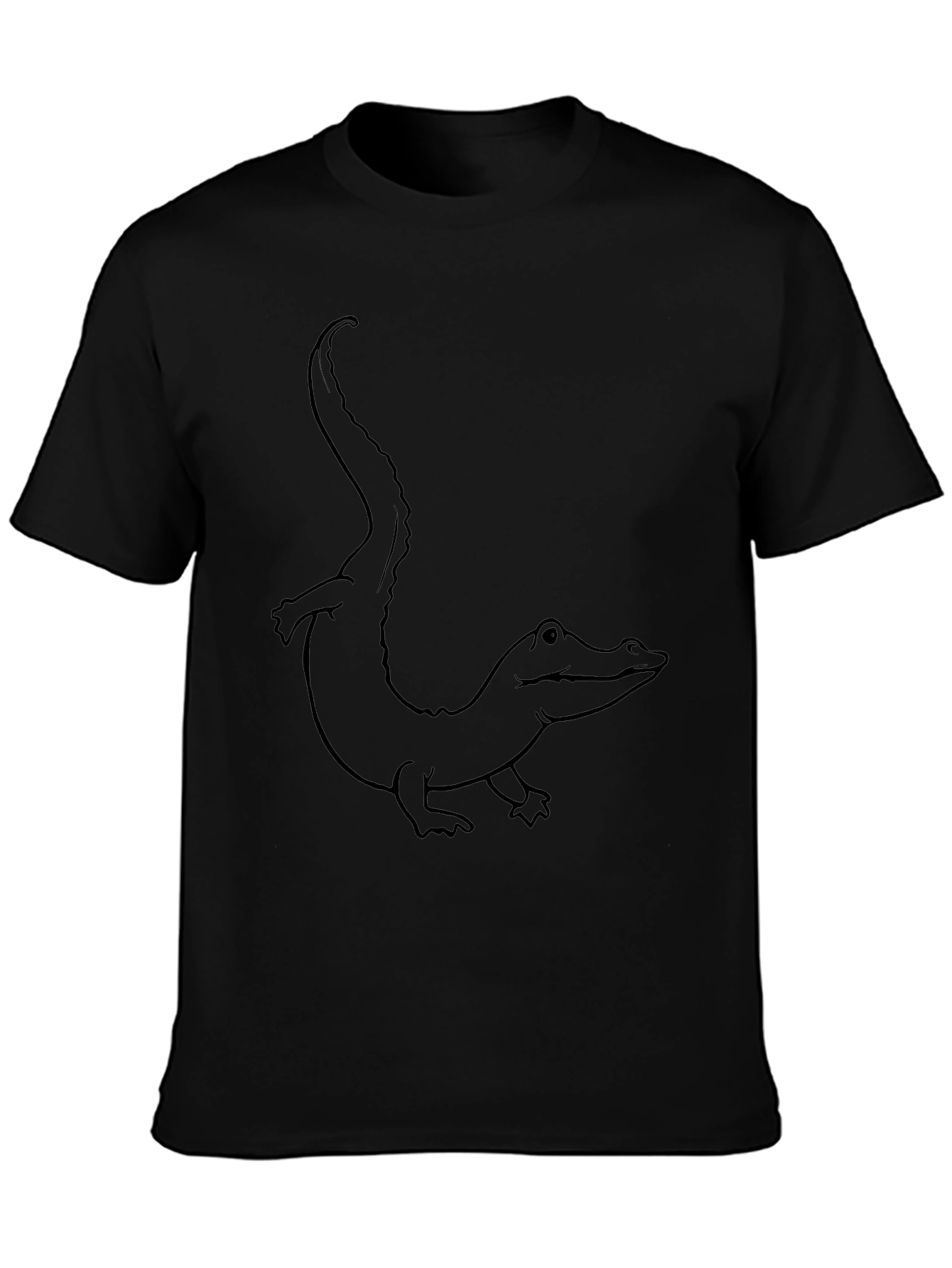 Black T-Shirt with Alligator Outline Design