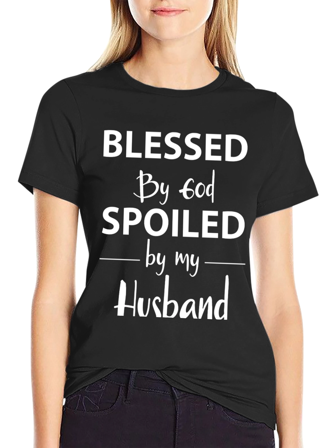 Blessed By God Spoiled by Husband - Graphic T-Shirt