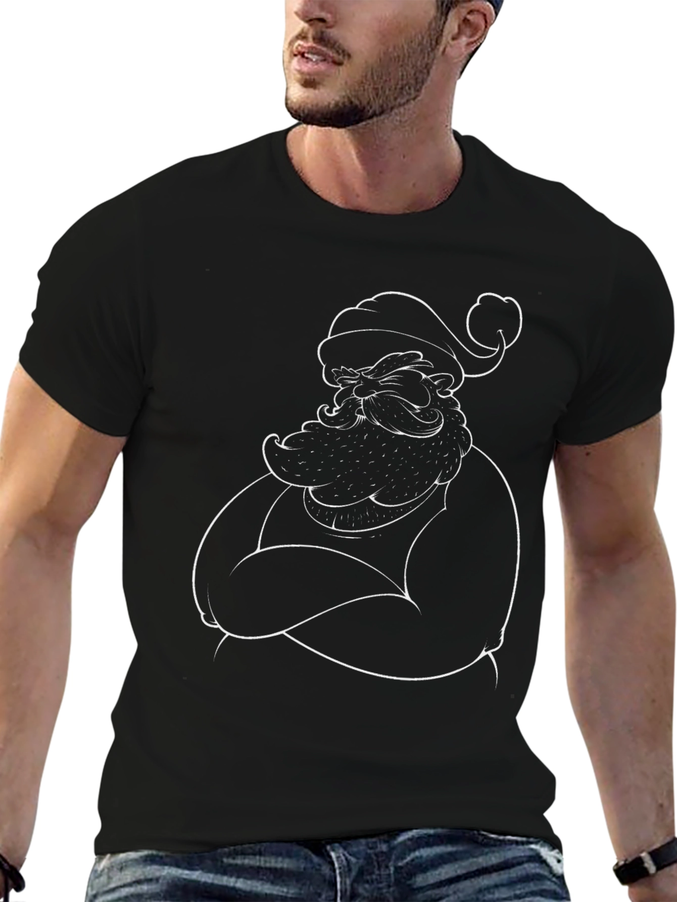 Grumpy Santa Graphic Tee - Black