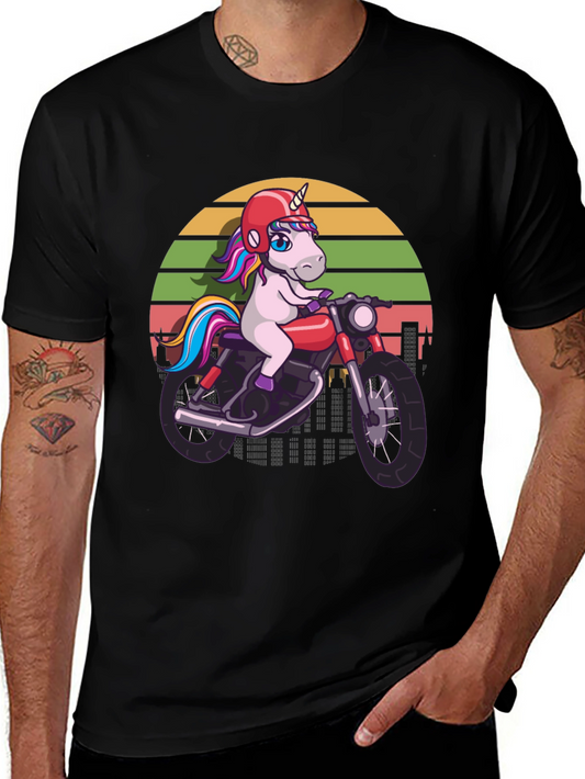 Unicorn Motorcycle T-Shirt - Retro Style