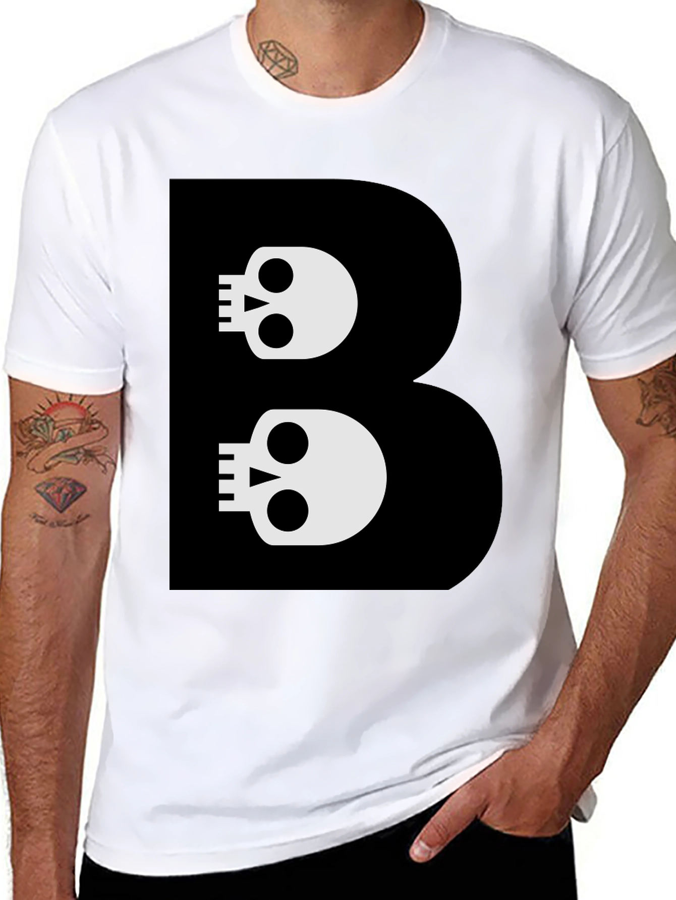 Skull B Graphic Black T-Shirt - Bold Style