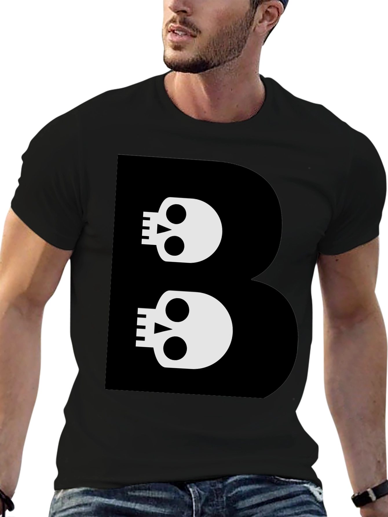 Skull B Graphic Black T-Shirt - Bold Style