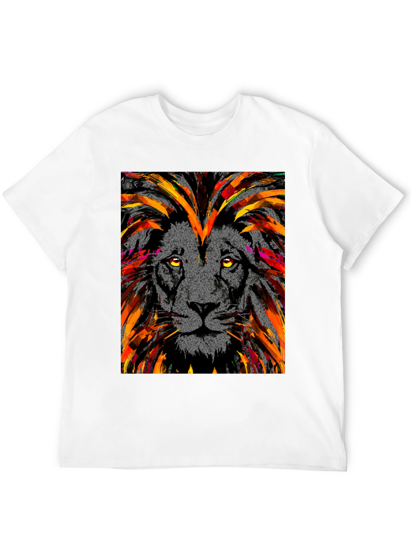 Lion Art Graphic Print Black T-Shirt