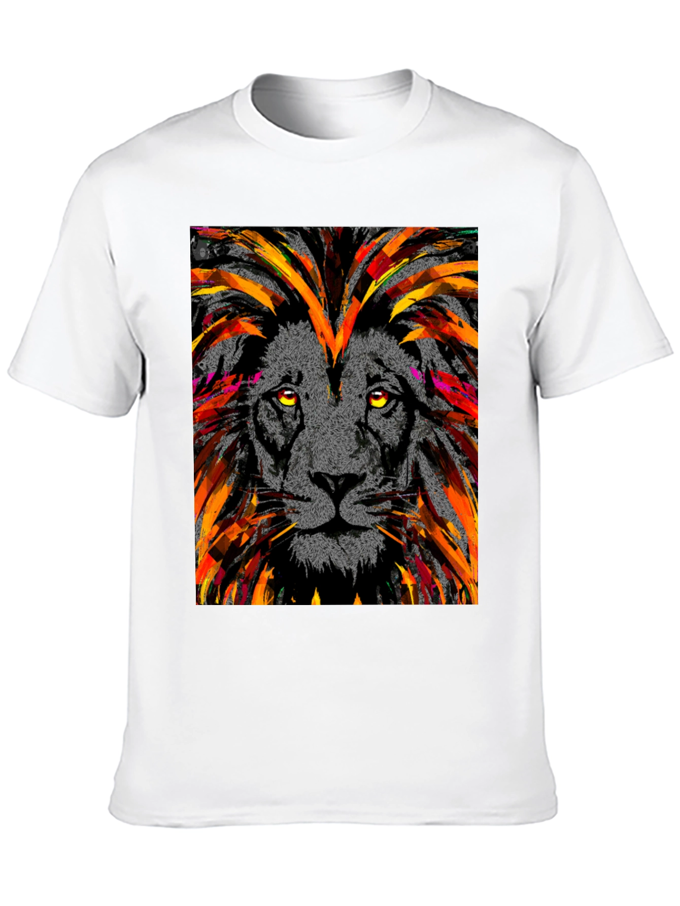 Lion Art Graphic Print Black T-Shirt