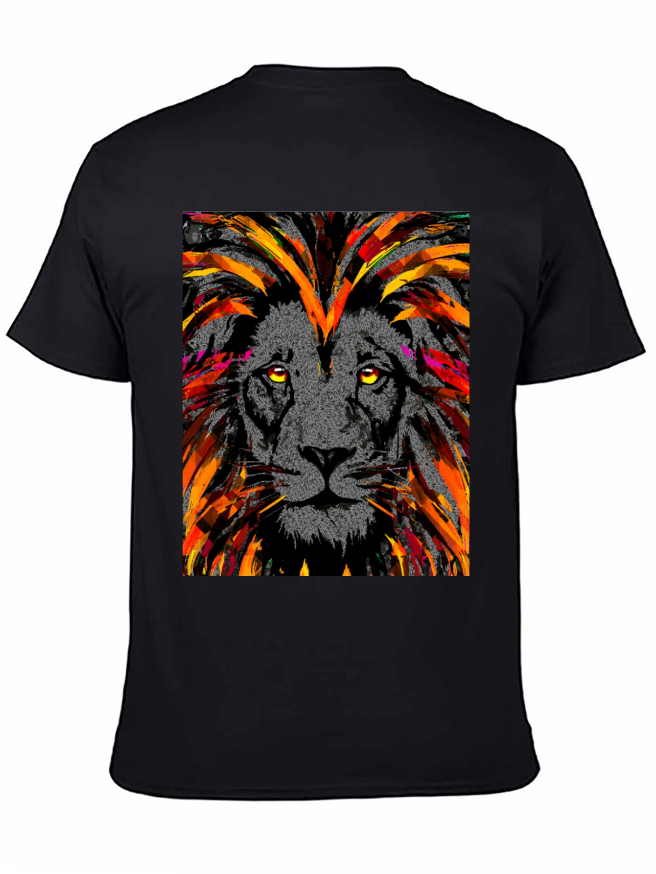 Lion Art Graphic Print Black T-Shirt
