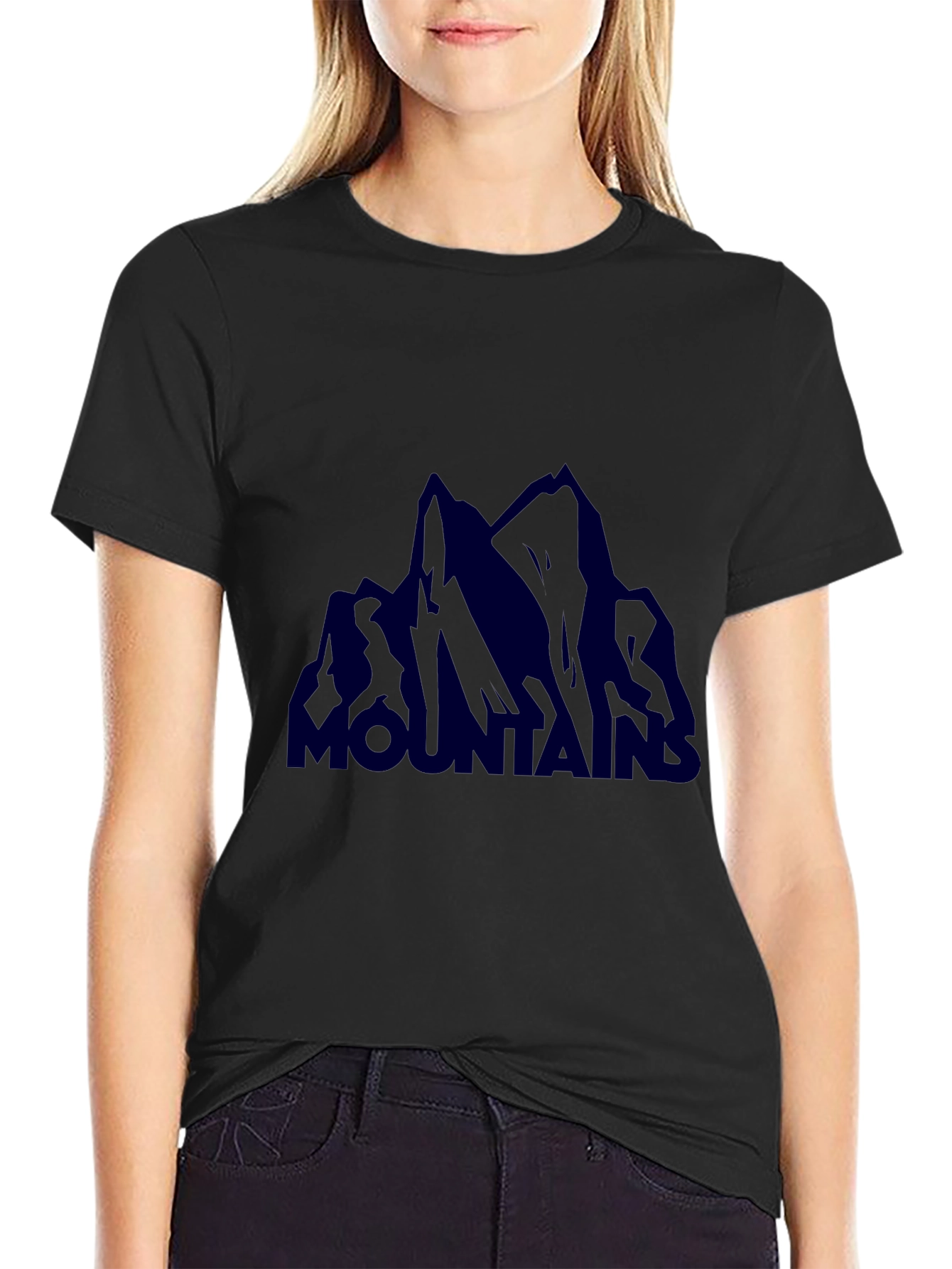 Mountains Graphic T-Shirt - Casual Black Tee