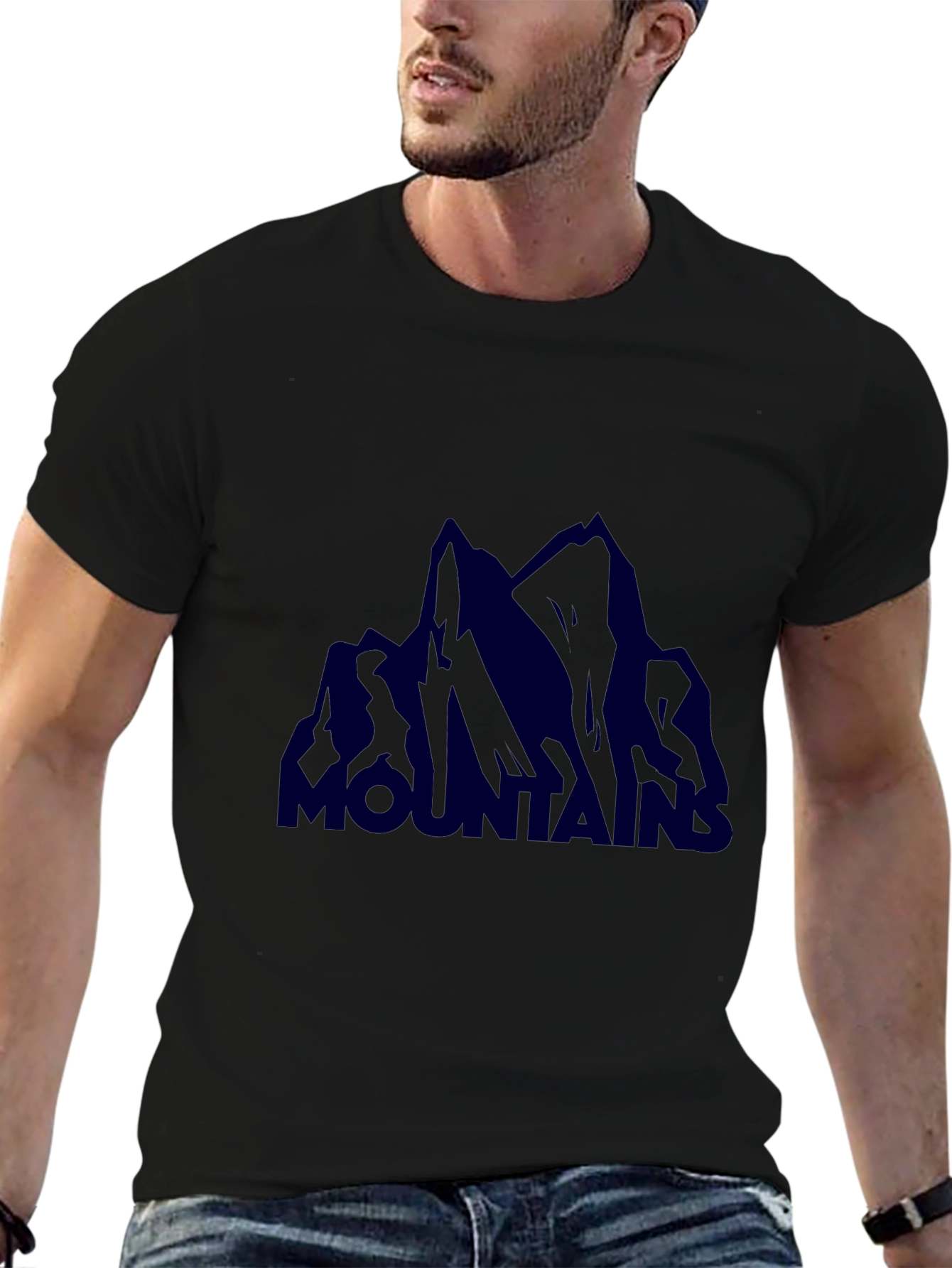 Mountains Graphic T-Shirt - Casual Black Tee
