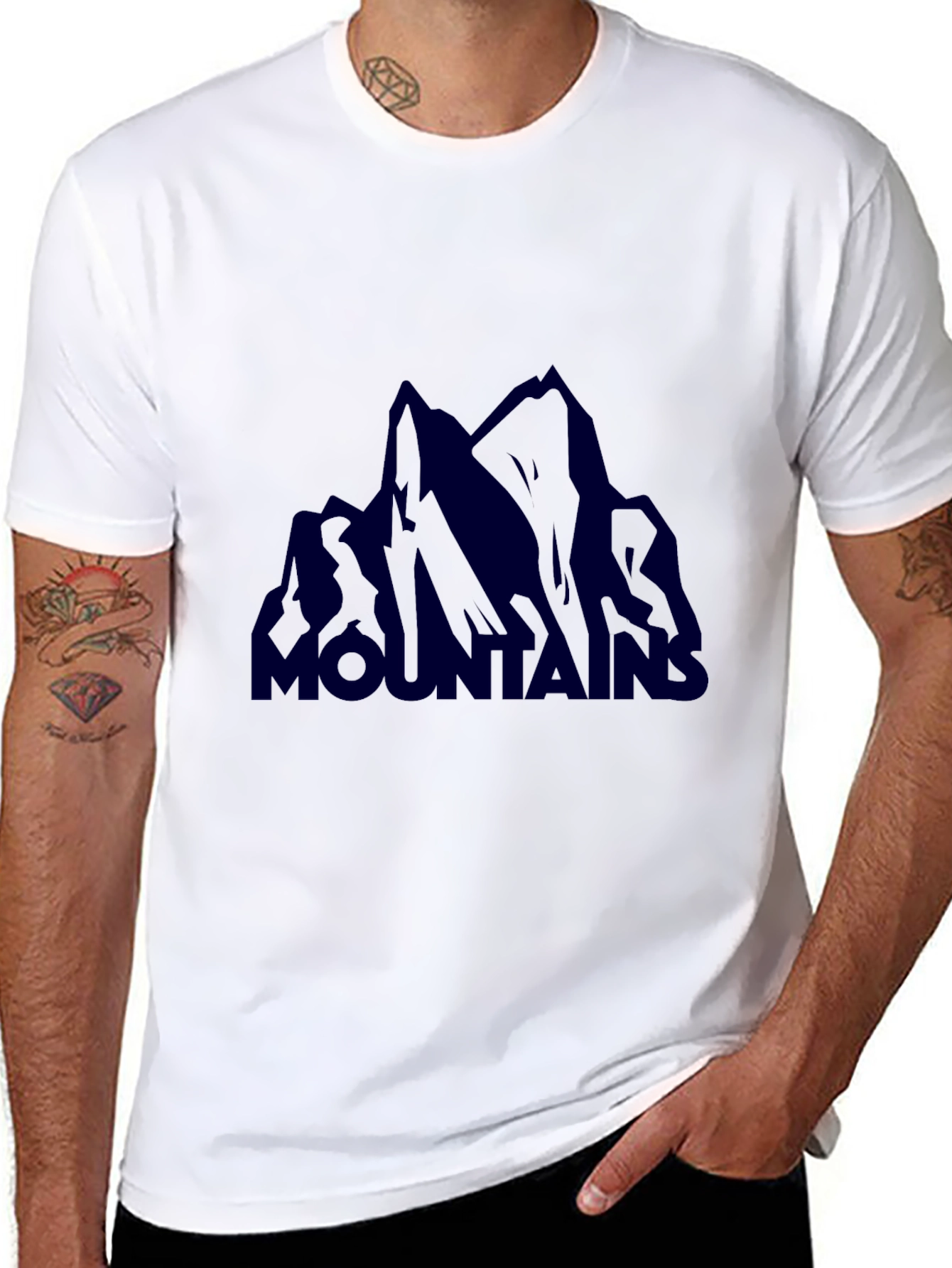 Mountains Graphic T-Shirt - Casual Black Tee