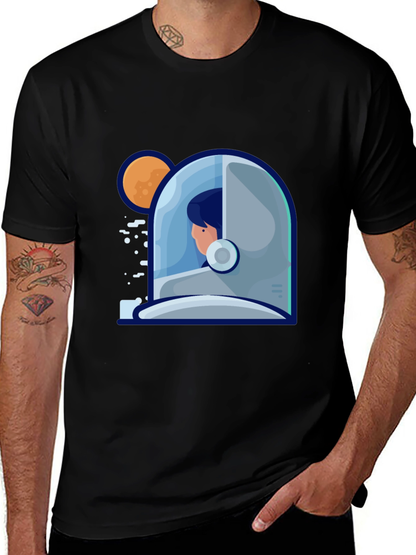 Astronaut Graphic Print Tee - Stylish Space Design