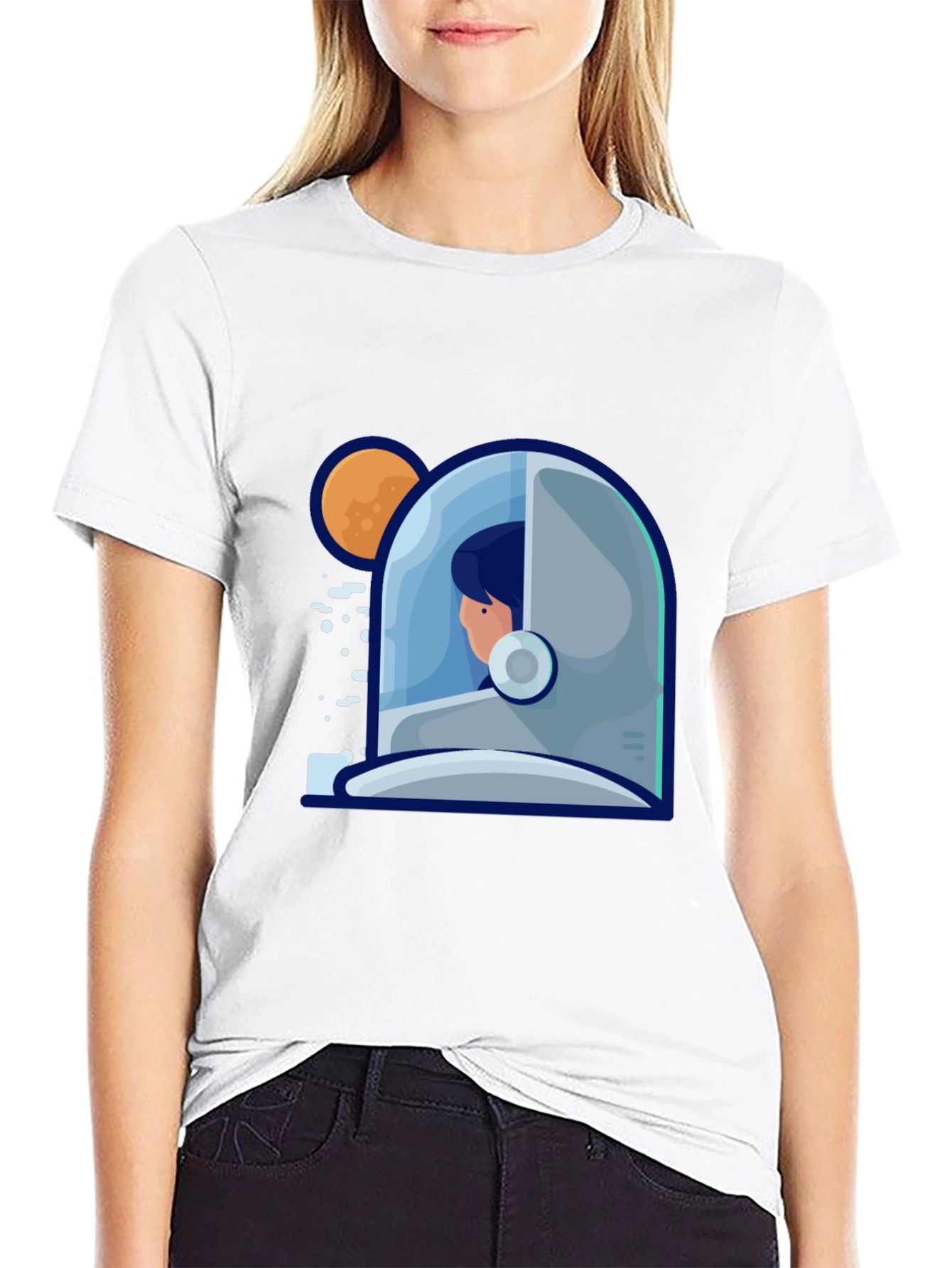Astronaut Graphic Print Tee - Stylish Space Design