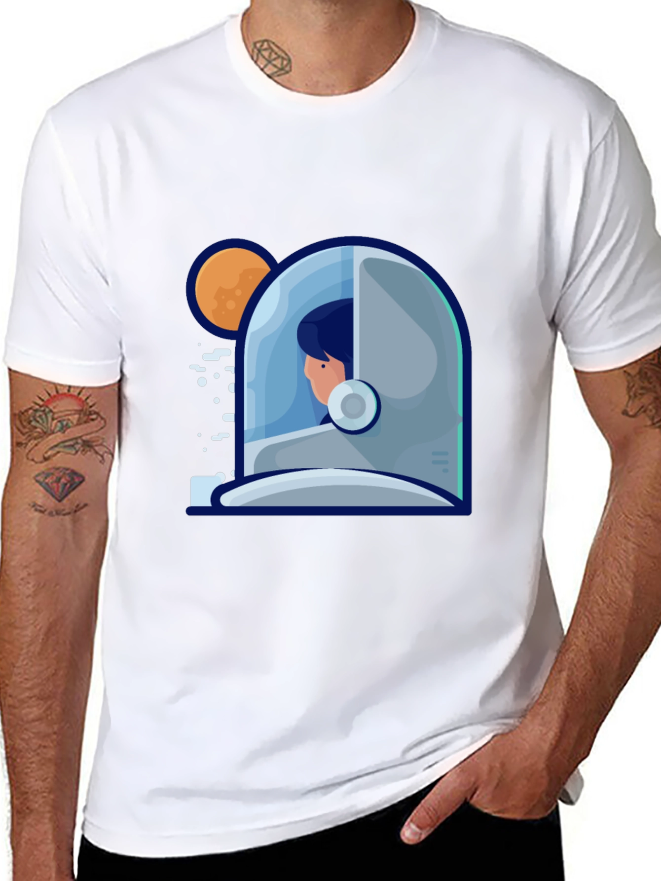 Astronaut Graphic Print Tee - Stylish Space Design