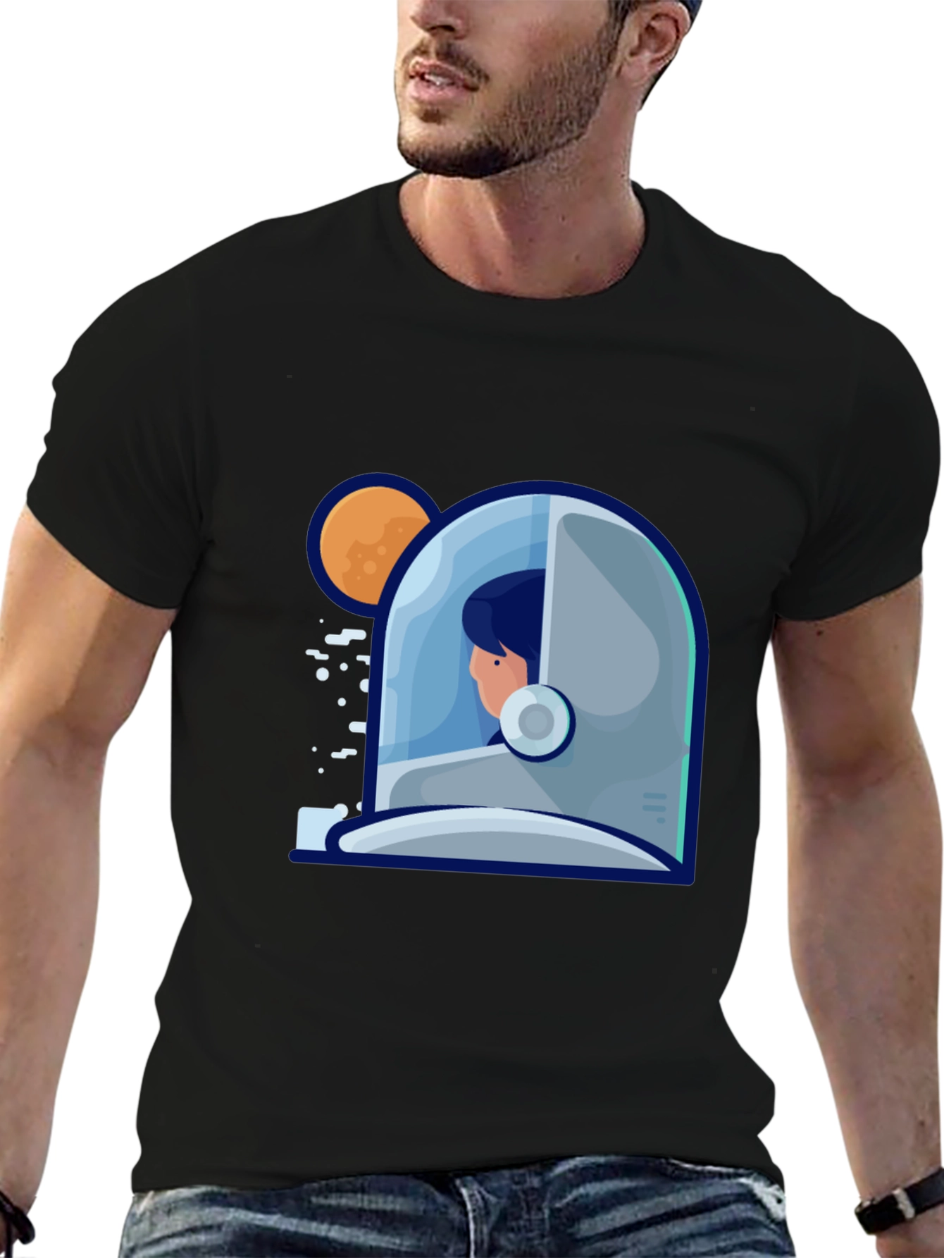 Astronaut Graphic Print Tee - Stylish Space Design
