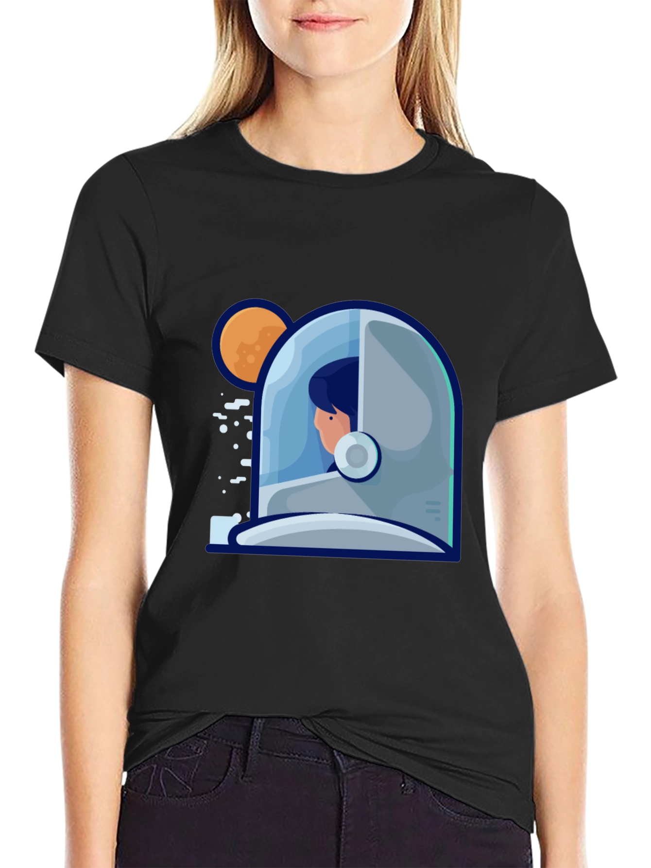 Astronaut Graphic Print Tee - Stylish Space Design