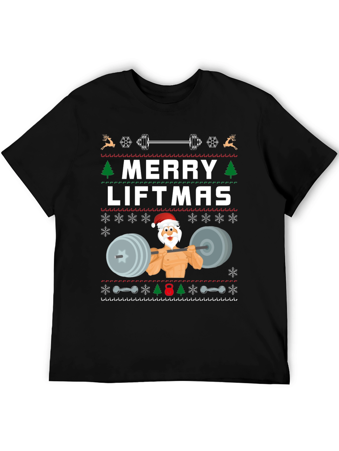 Merry Liftmas Weightlifting Santa T-Shirt