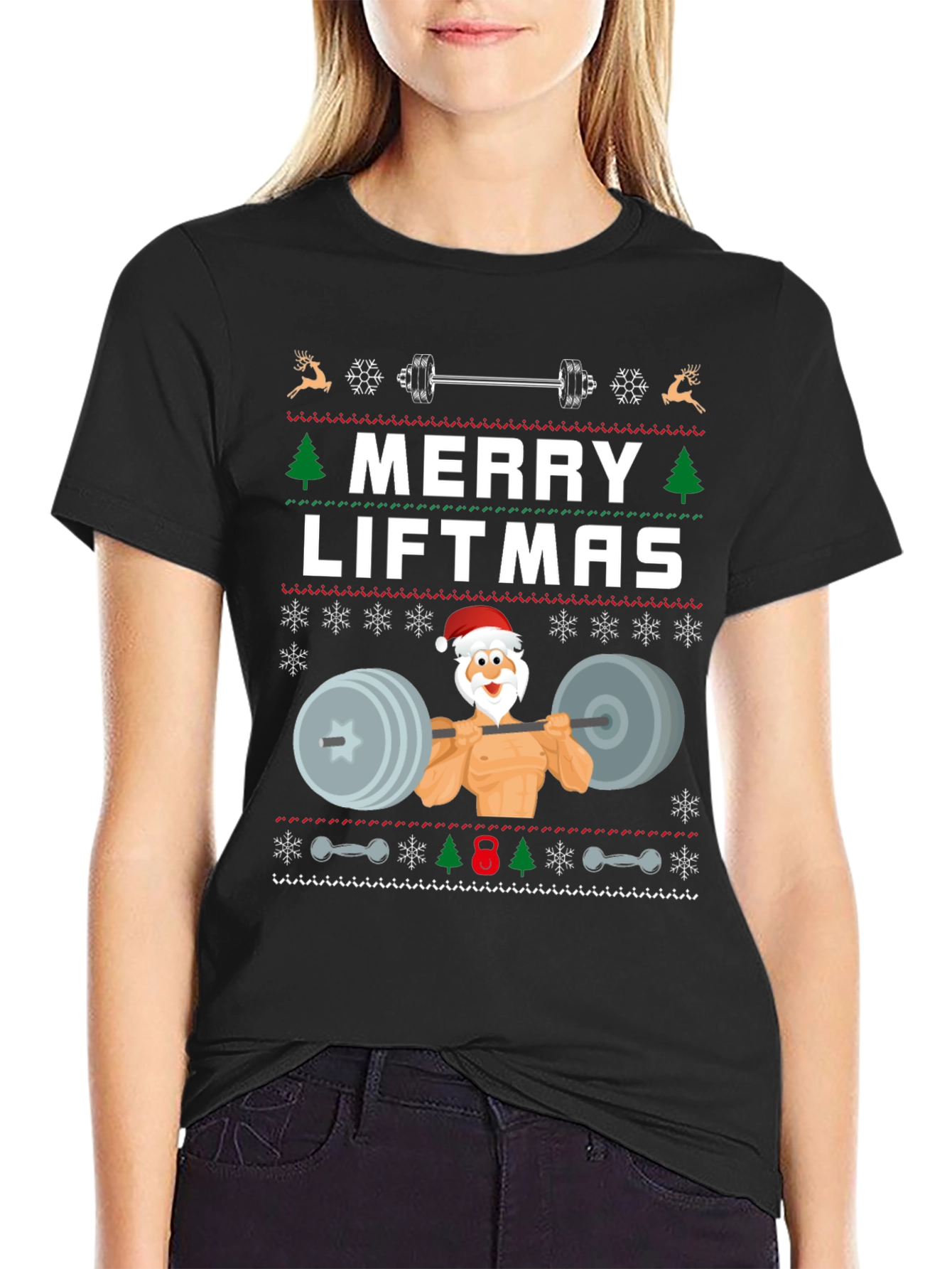 Merry Liftmas Weightlifting Santa T-Shirt
