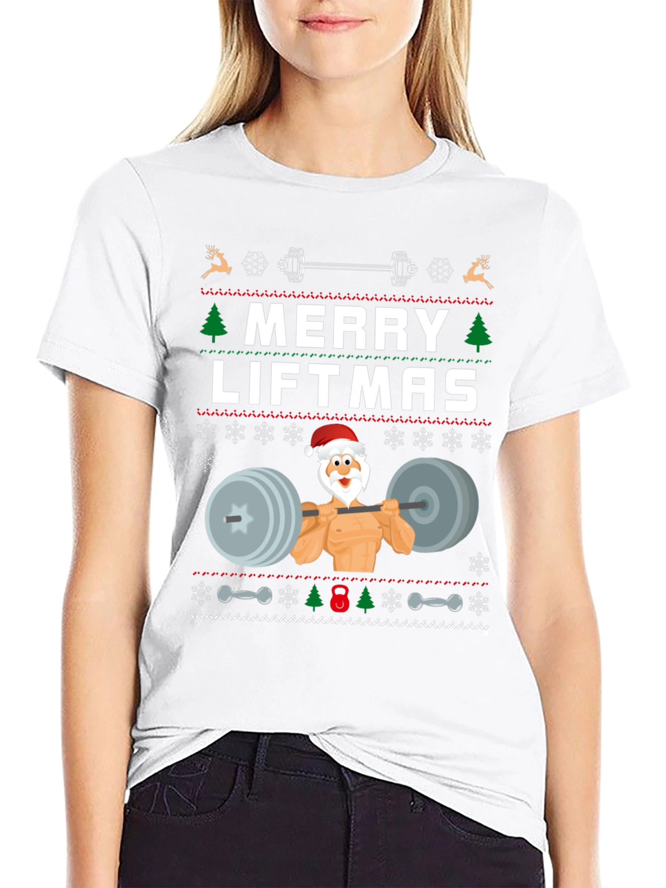 Merry Liftmas Weightlifting Santa T-Shirt