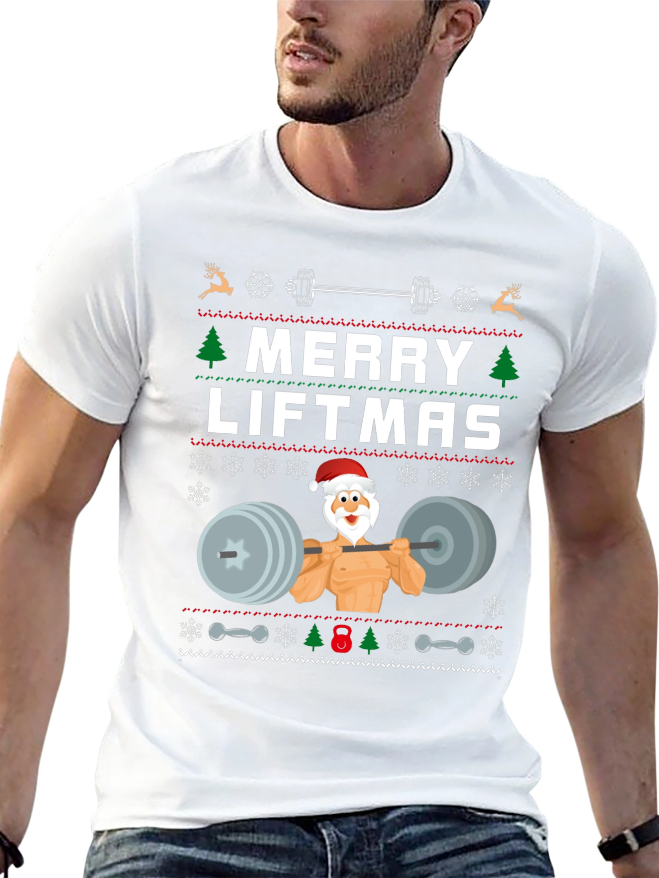 Merry Liftmas Weightlifting Santa T-Shirt