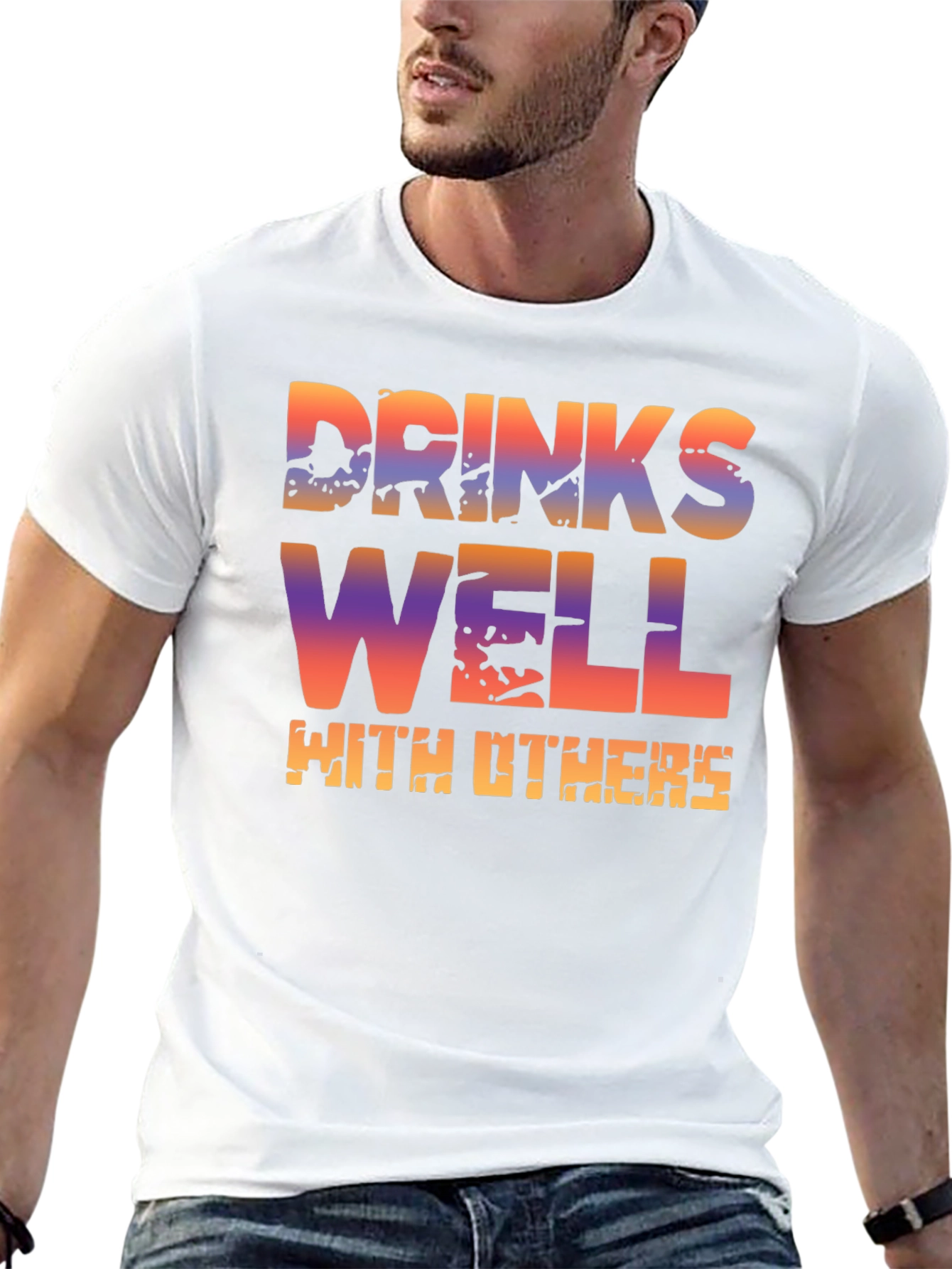 Drinks Well With Others T-Shirt - Novelty Graphic Tee