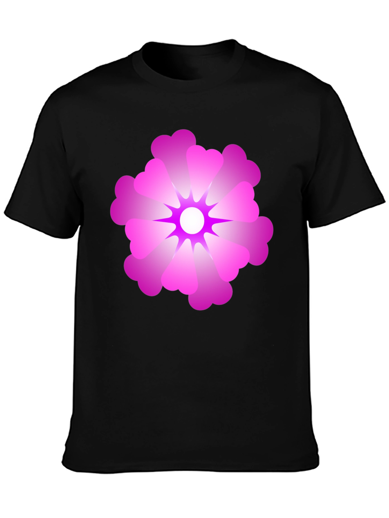 Black T-Shirt with Pink Flower Graphic