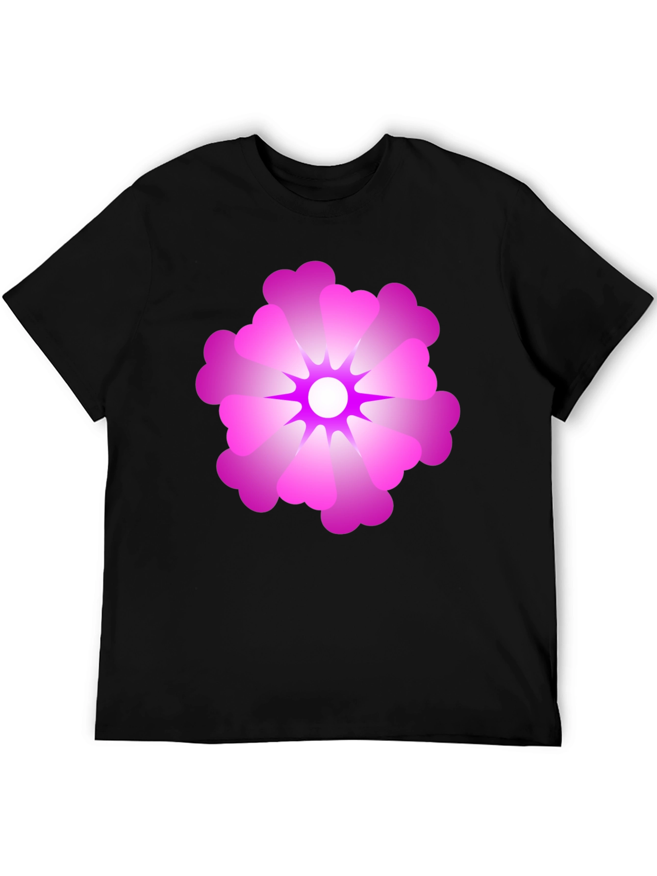 Black T-Shirt with Pink Flower Graphic