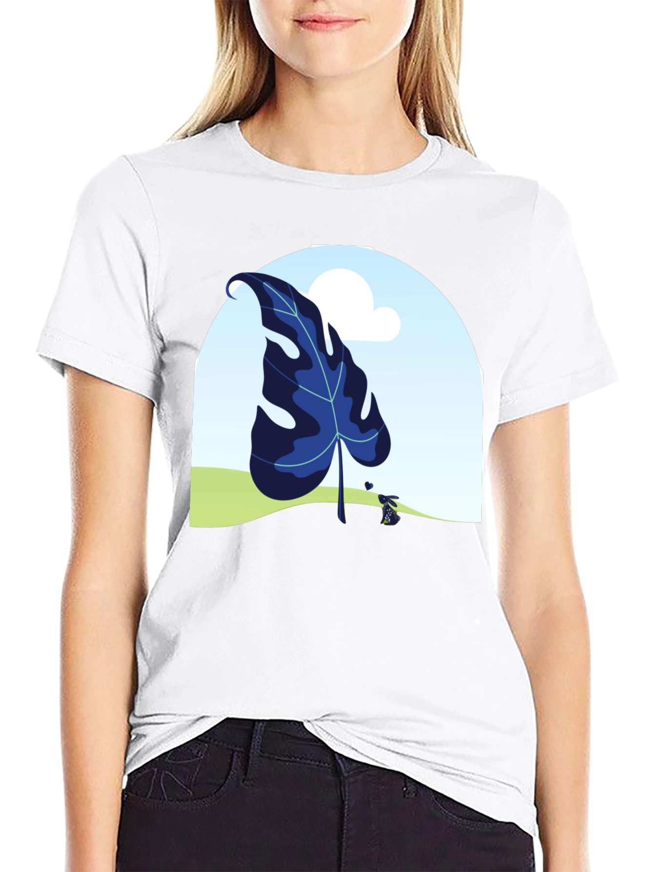 Botanical Leaf Black T-Shirt