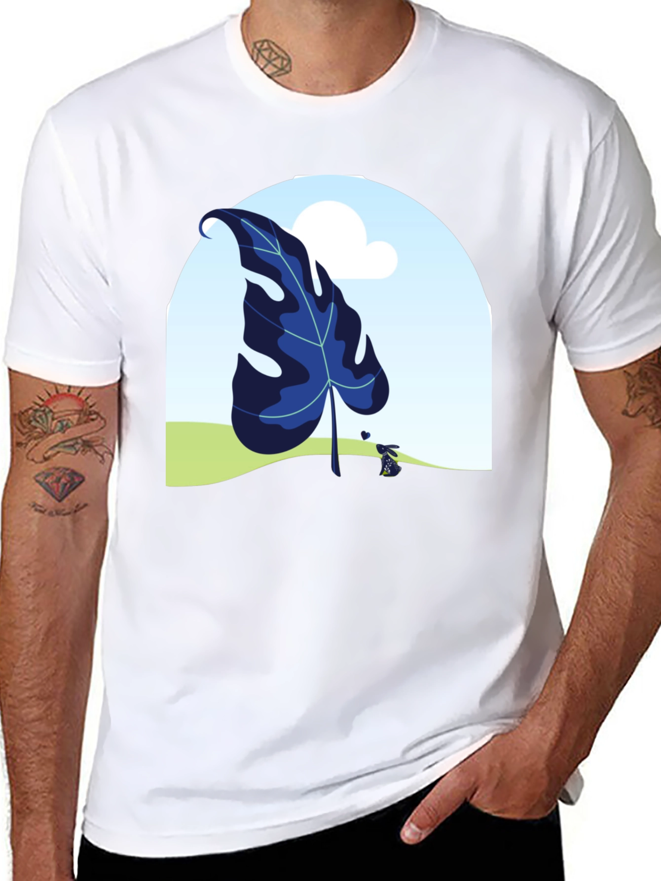 Botanical Leaf Black T-Shirt