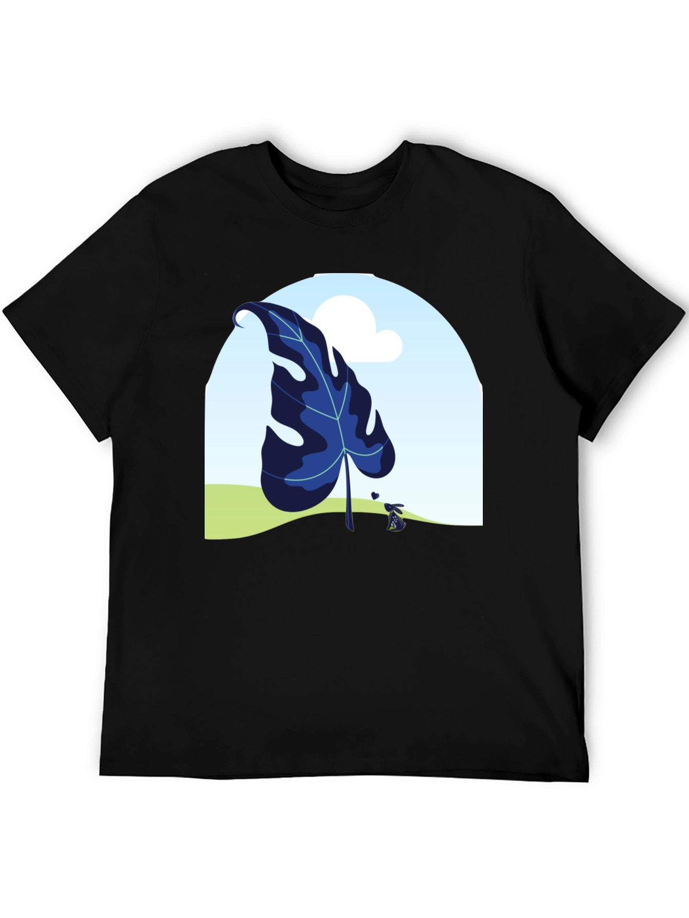 Botanical Leaf Black T-Shirt