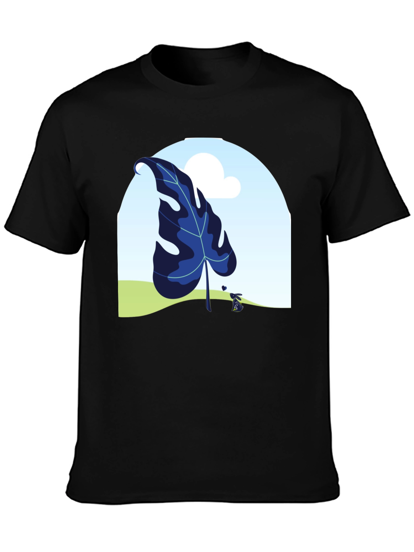 Botanical Leaf Black T-Shirt