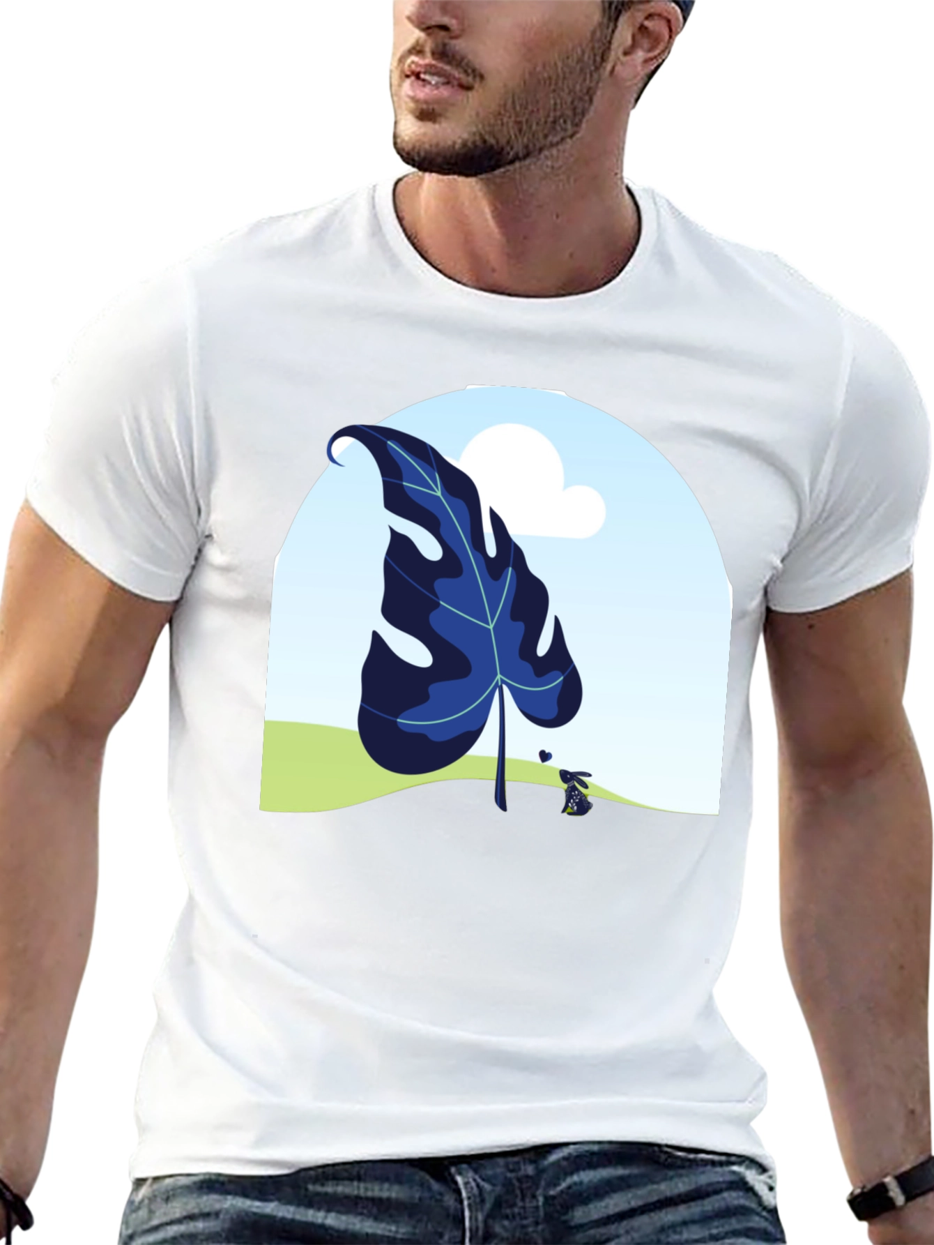 Botanical Leaf Black T-Shirt