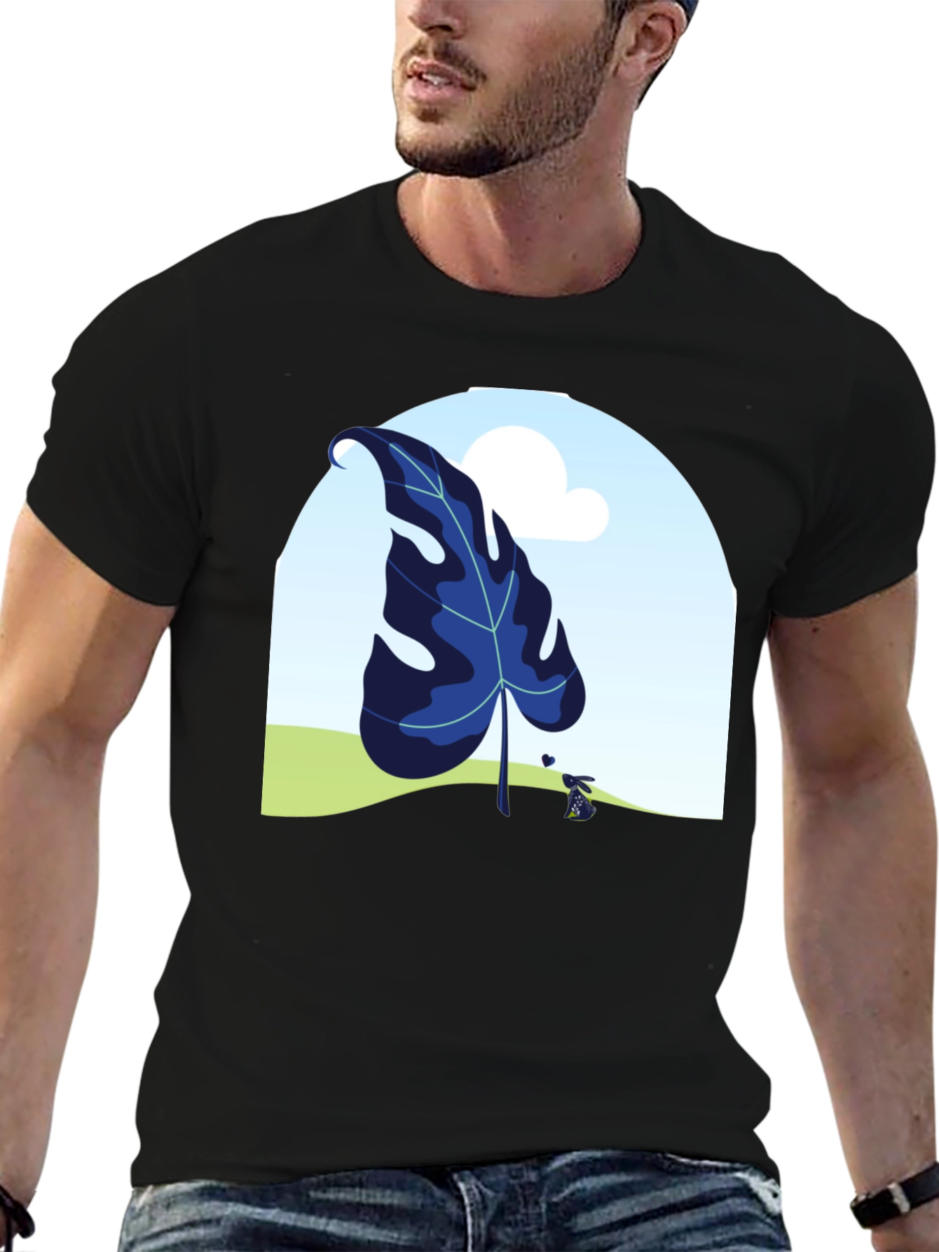 Botanical Leaf Black T-Shirt