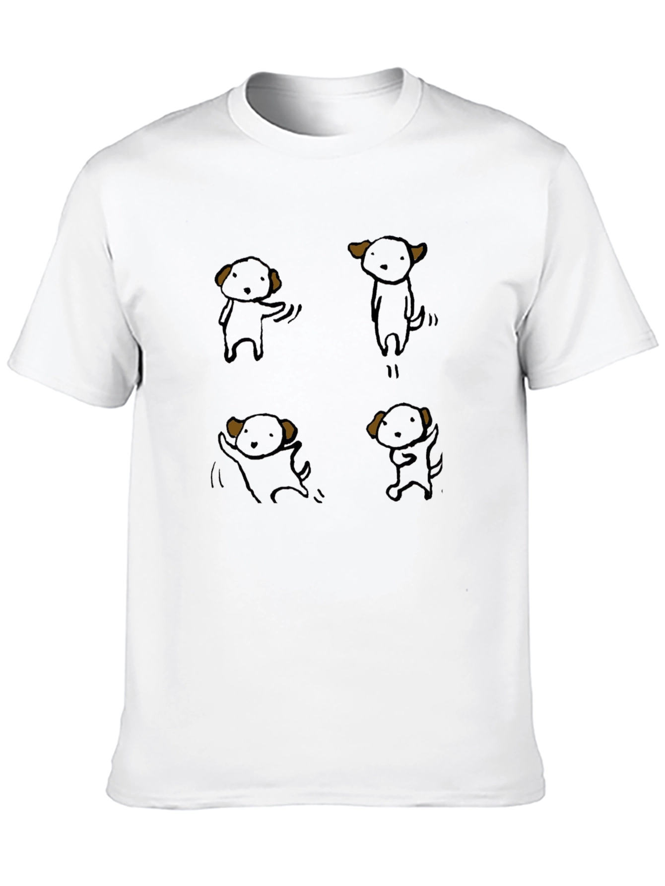 Cute Cartoon Puppy Graphic Black T-Shirt