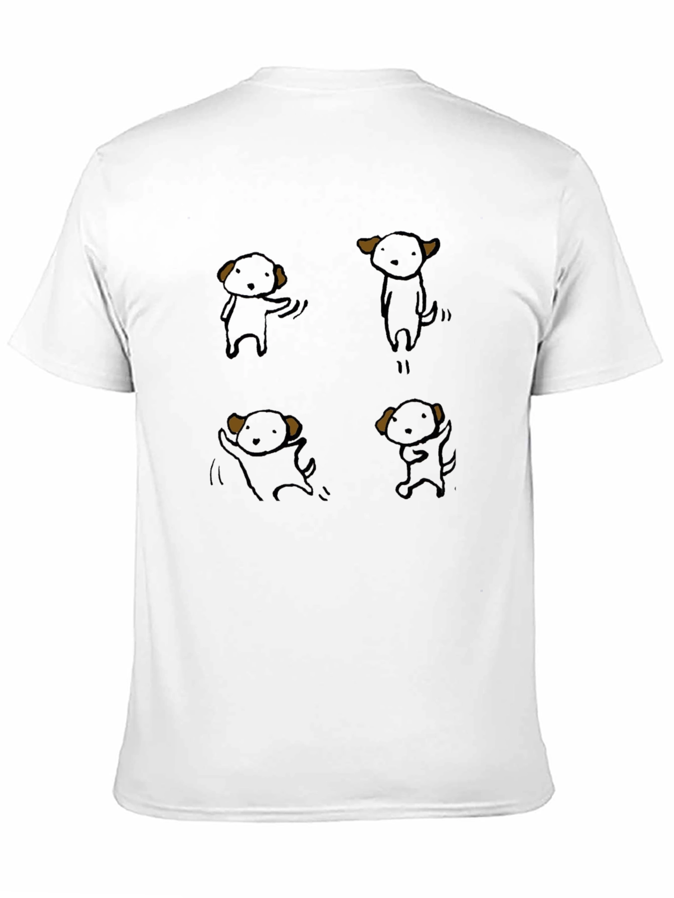 Cute Cartoon Puppy Graphic Black T-Shirt