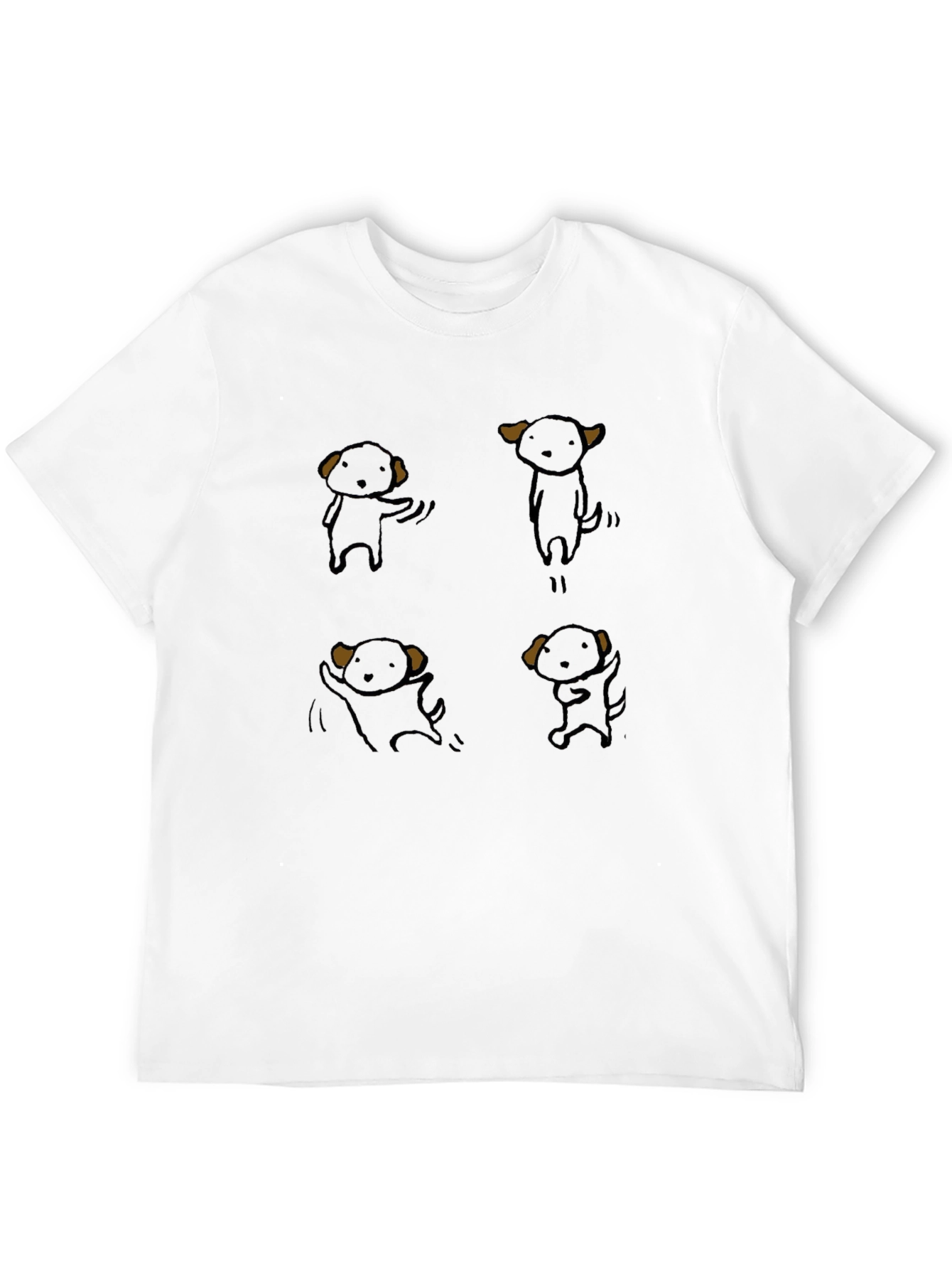 Cute Cartoon Puppy Graphic Black T-Shirt