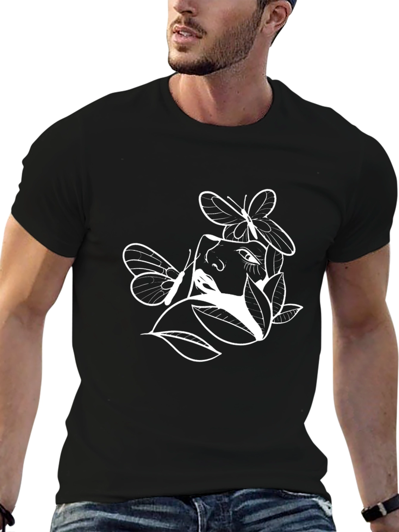 Abstract Butterfly Face Graphic T-Shirt