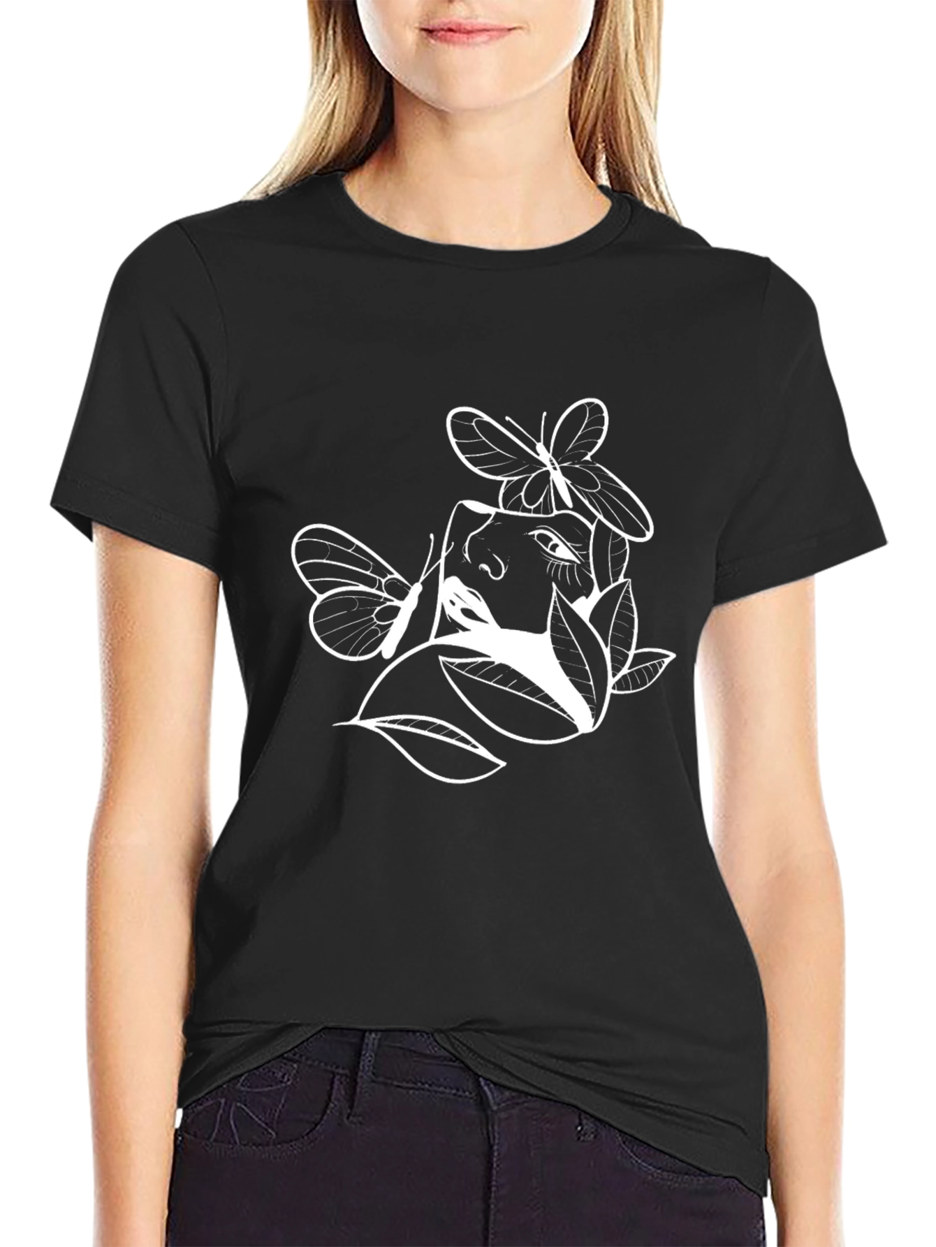 Abstract Butterfly Face Graphic T-Shirt