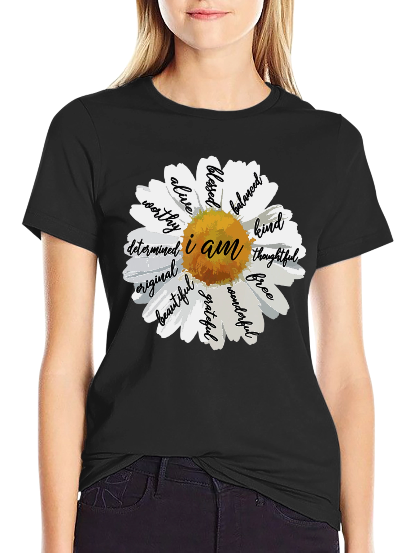 I Am Daisy Graphic Tee - Black