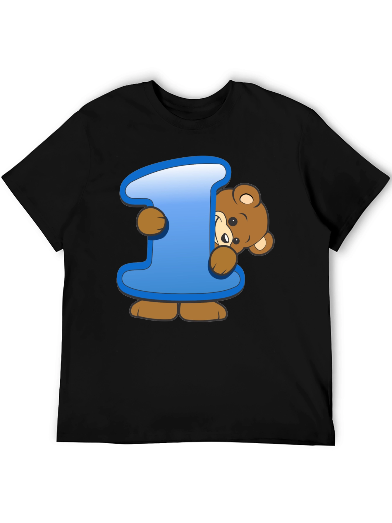 Cute Teddy Bear Initial I Black T-Shirt