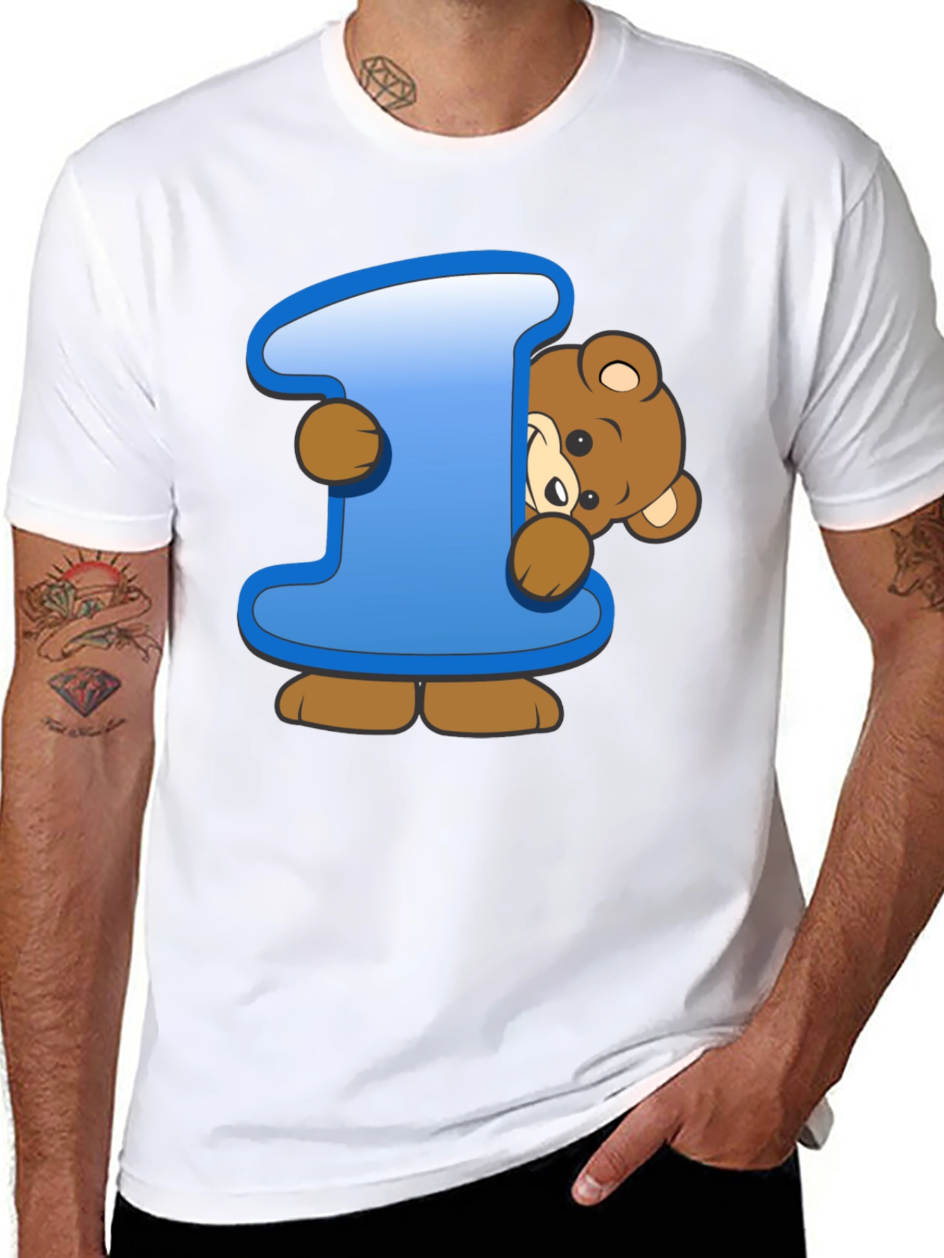 Cute Teddy Bear Initial I Black T-Shirt