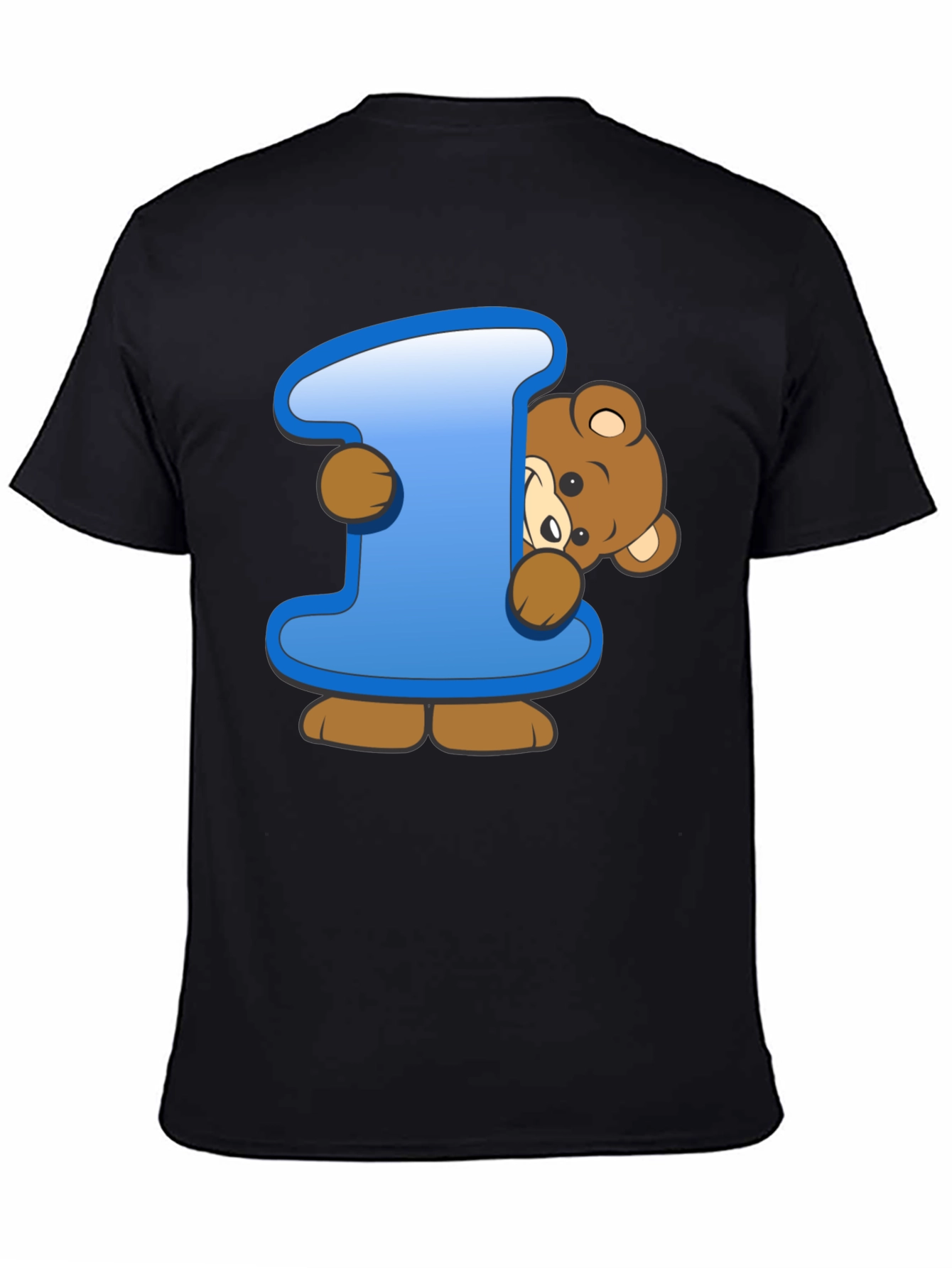 Cute Teddy Bear Initial I Black T-Shirt