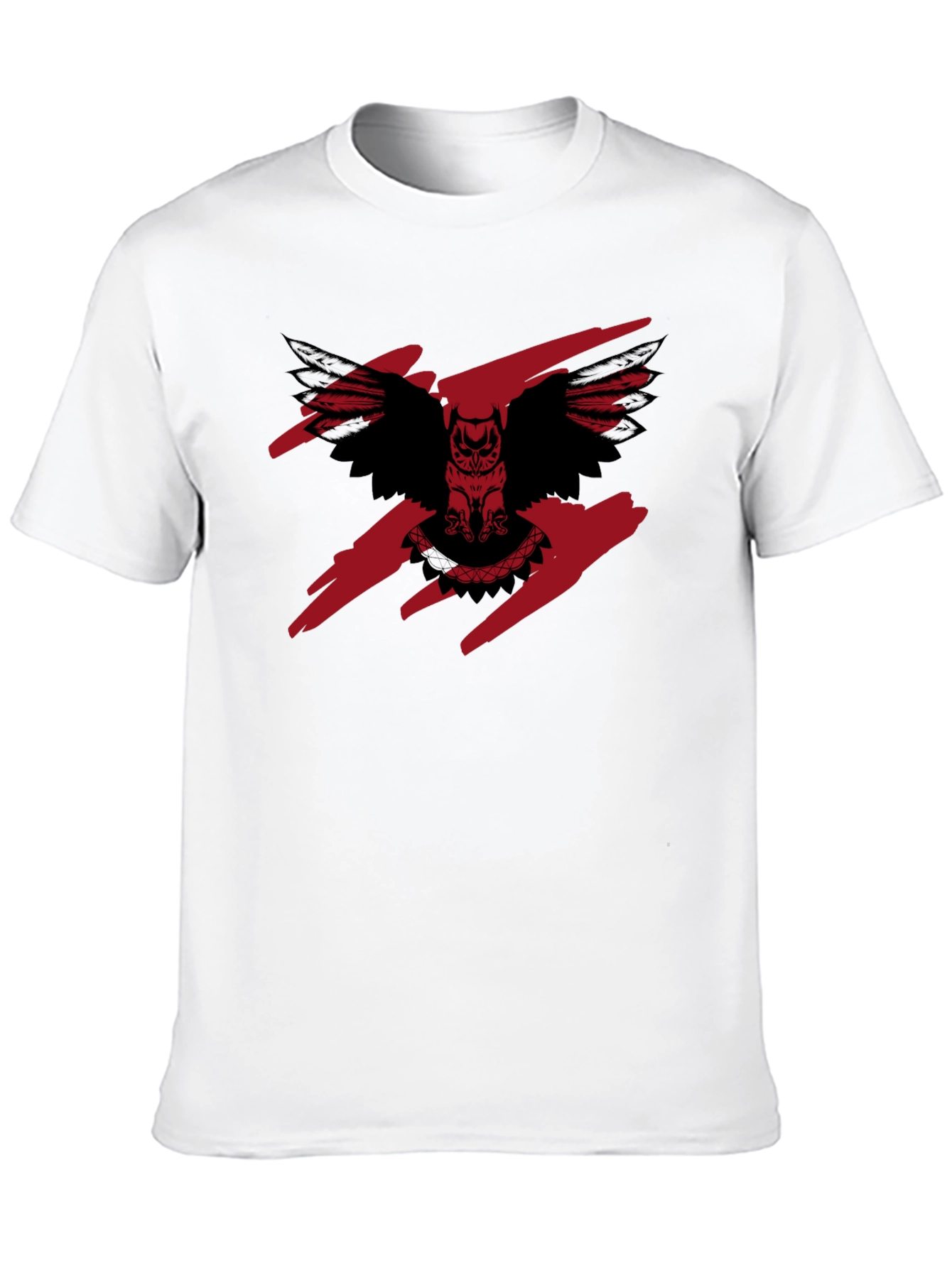 Mens Black T-Shirt with Owl Graphic Print