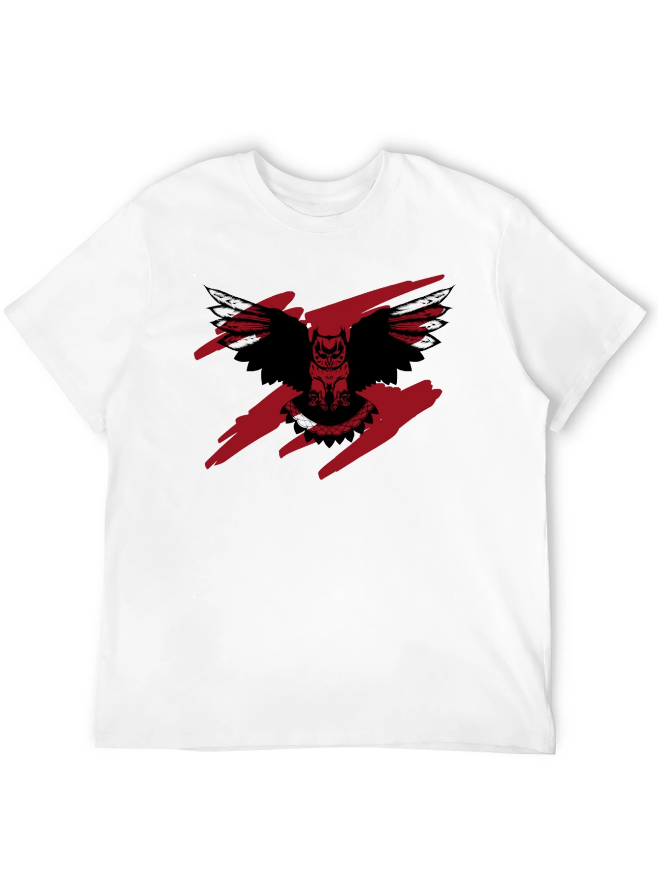 Mens Black T-Shirt with Owl Graphic Print