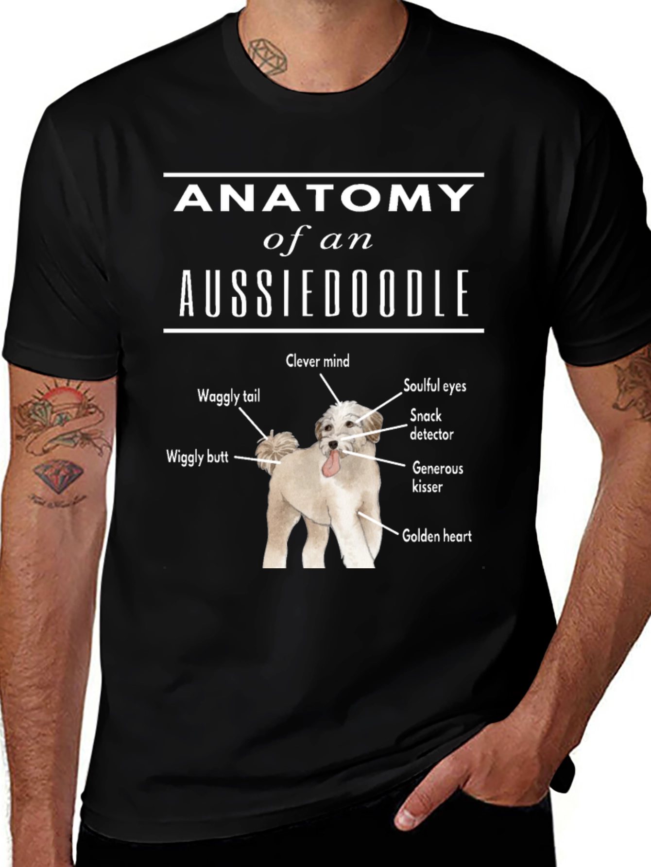 Anatomy of an Aussiedoodle T-Shirt Dog Lover Tee
