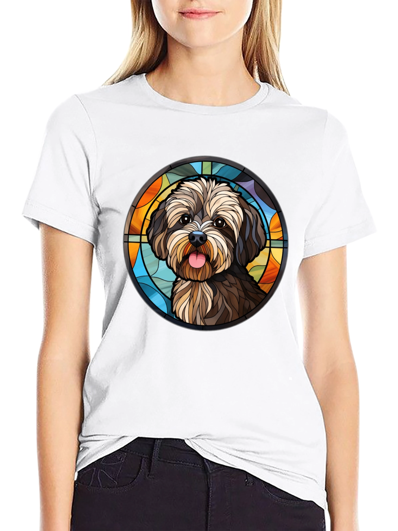 Dog Lovers Stained Glass Style T-Shirt