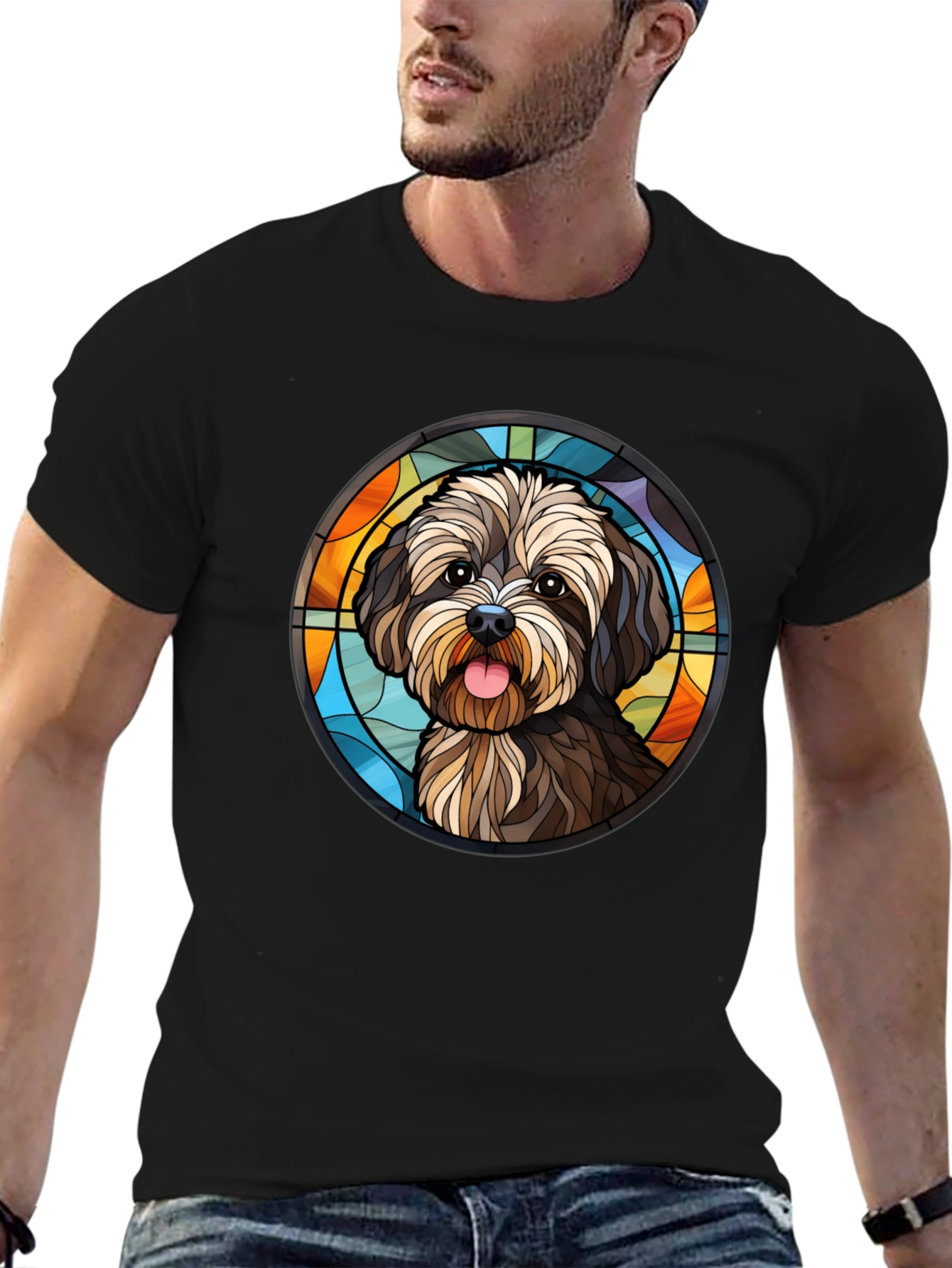 Dog Lovers Stained Glass Style T-Shirt