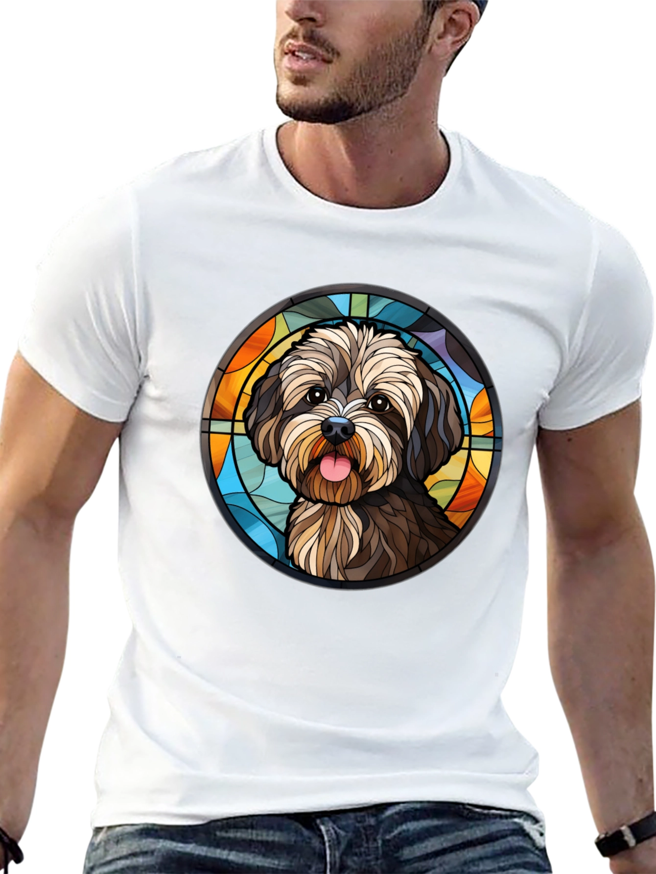 Dog Lovers Stained Glass Style T-Shirt