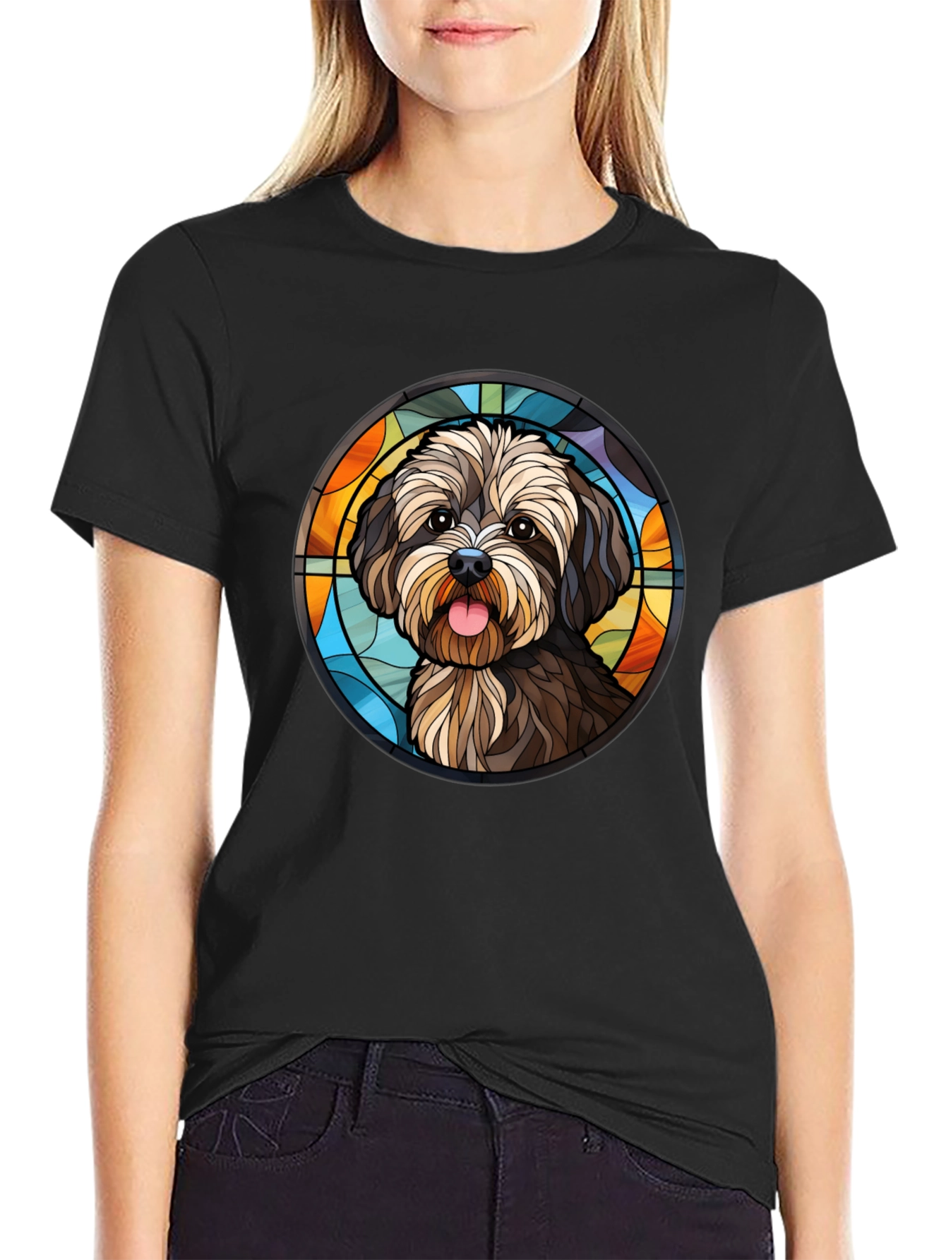 Dog Lovers Stained Glass Style T-Shirt
